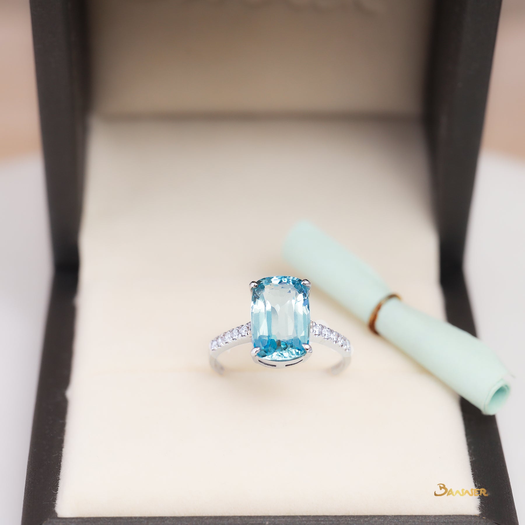 Aquamarine and Diamond Ring