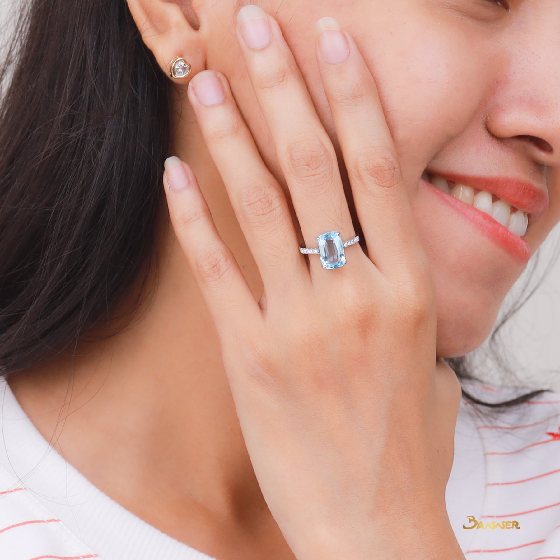 Aquamarine and Diamond Ring