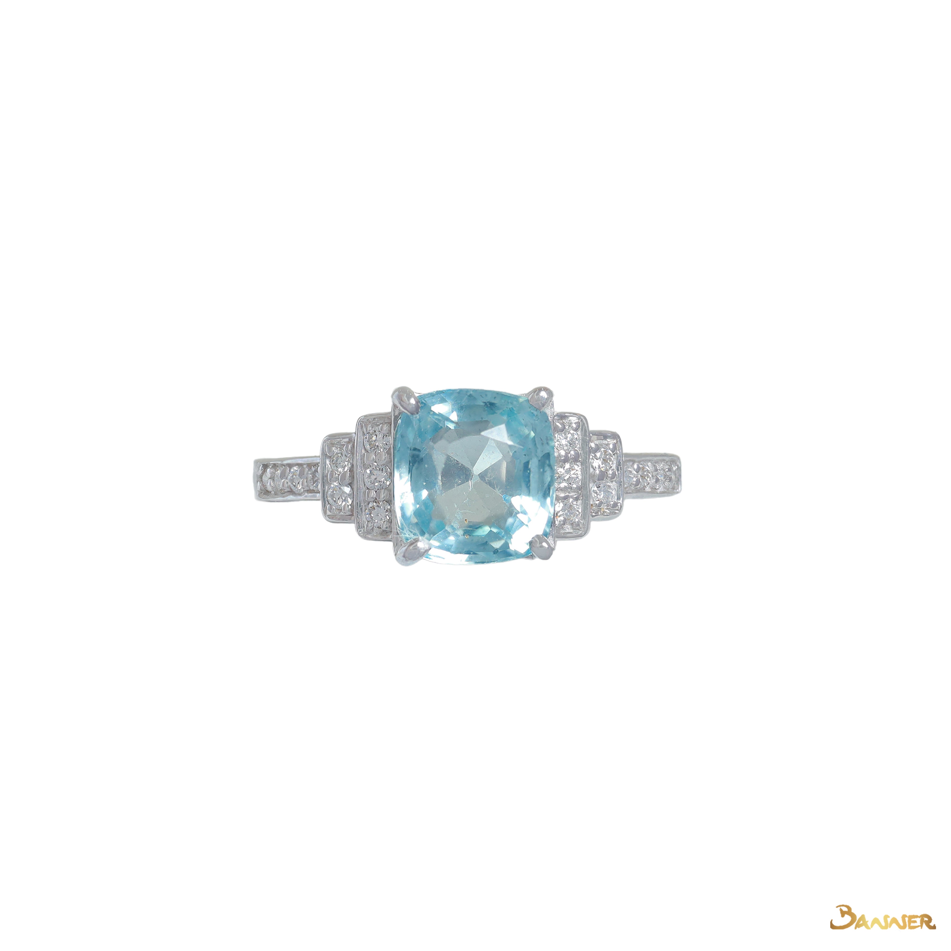 Aquamarine and Diamond Ring