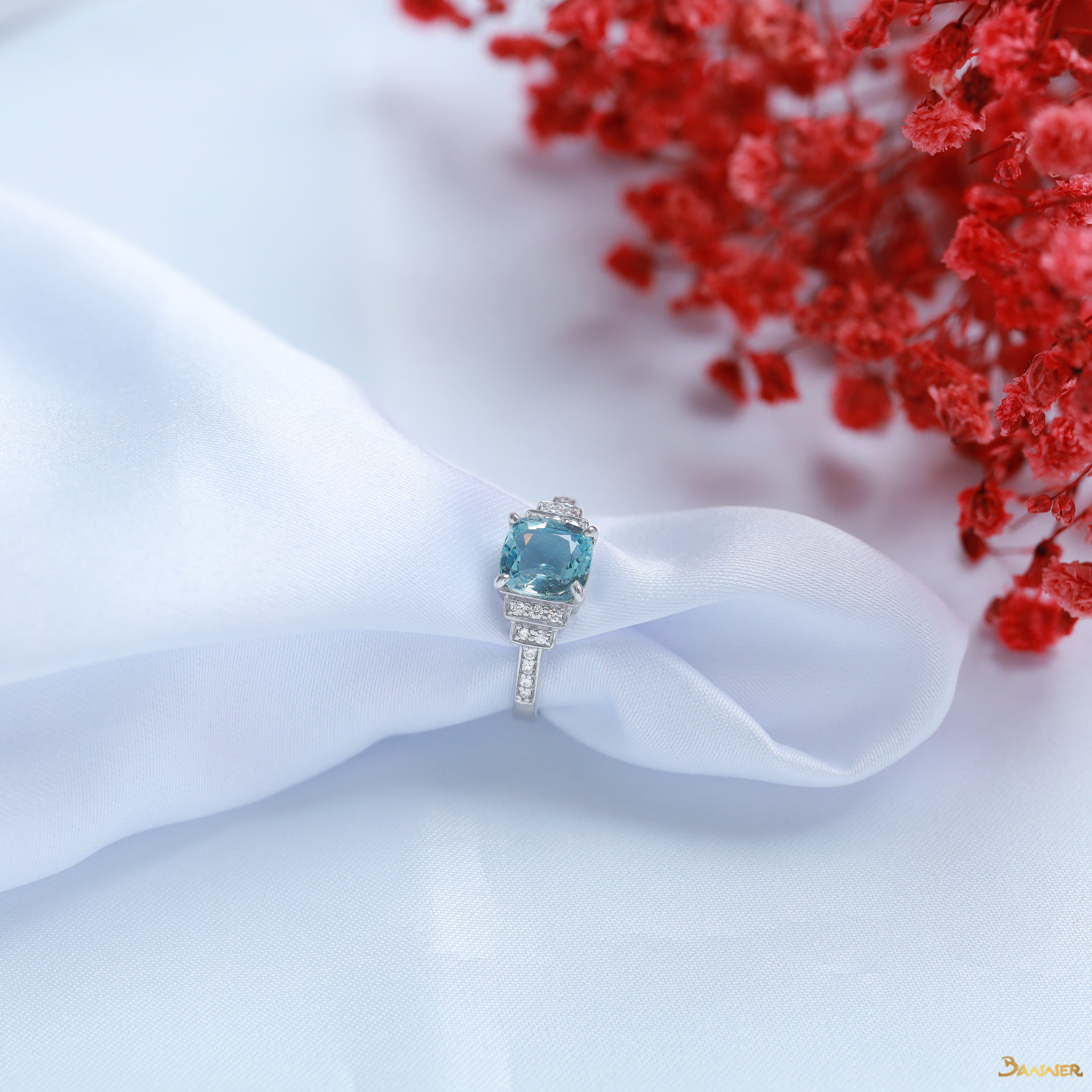 Aquamarine and Diamond Ring