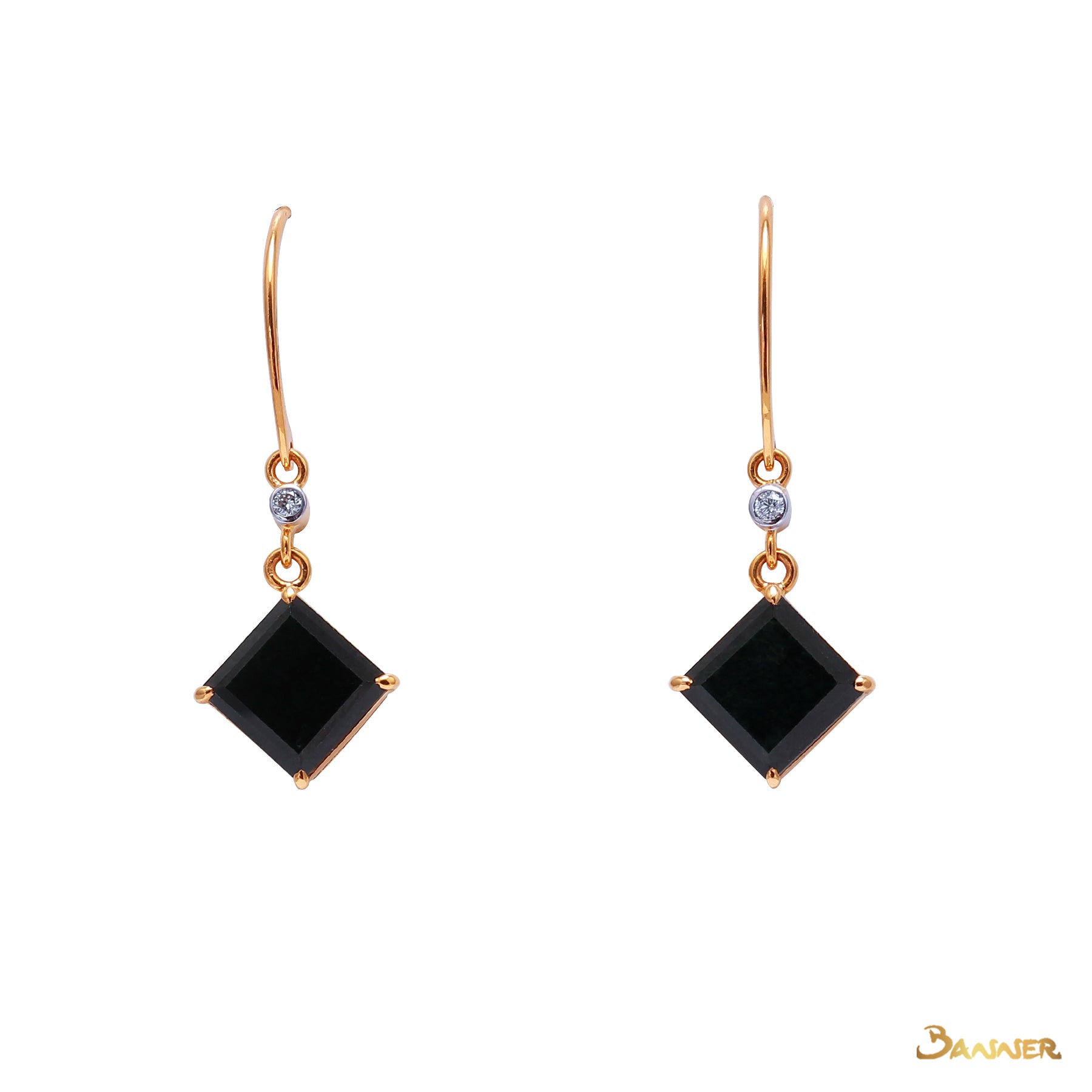 Black Jade and Diamond Earrings