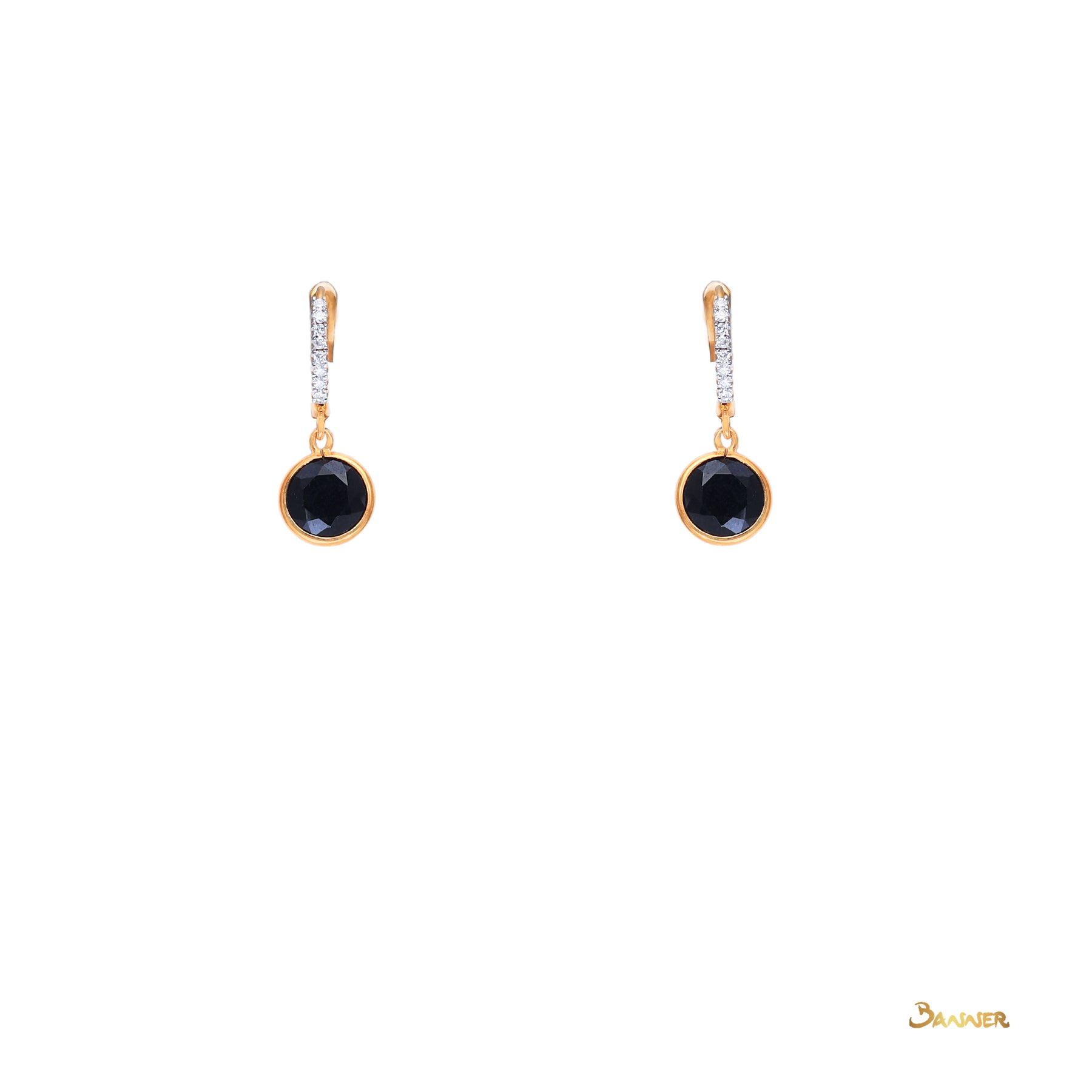 Black Jade and Diamond Dangle Earrings