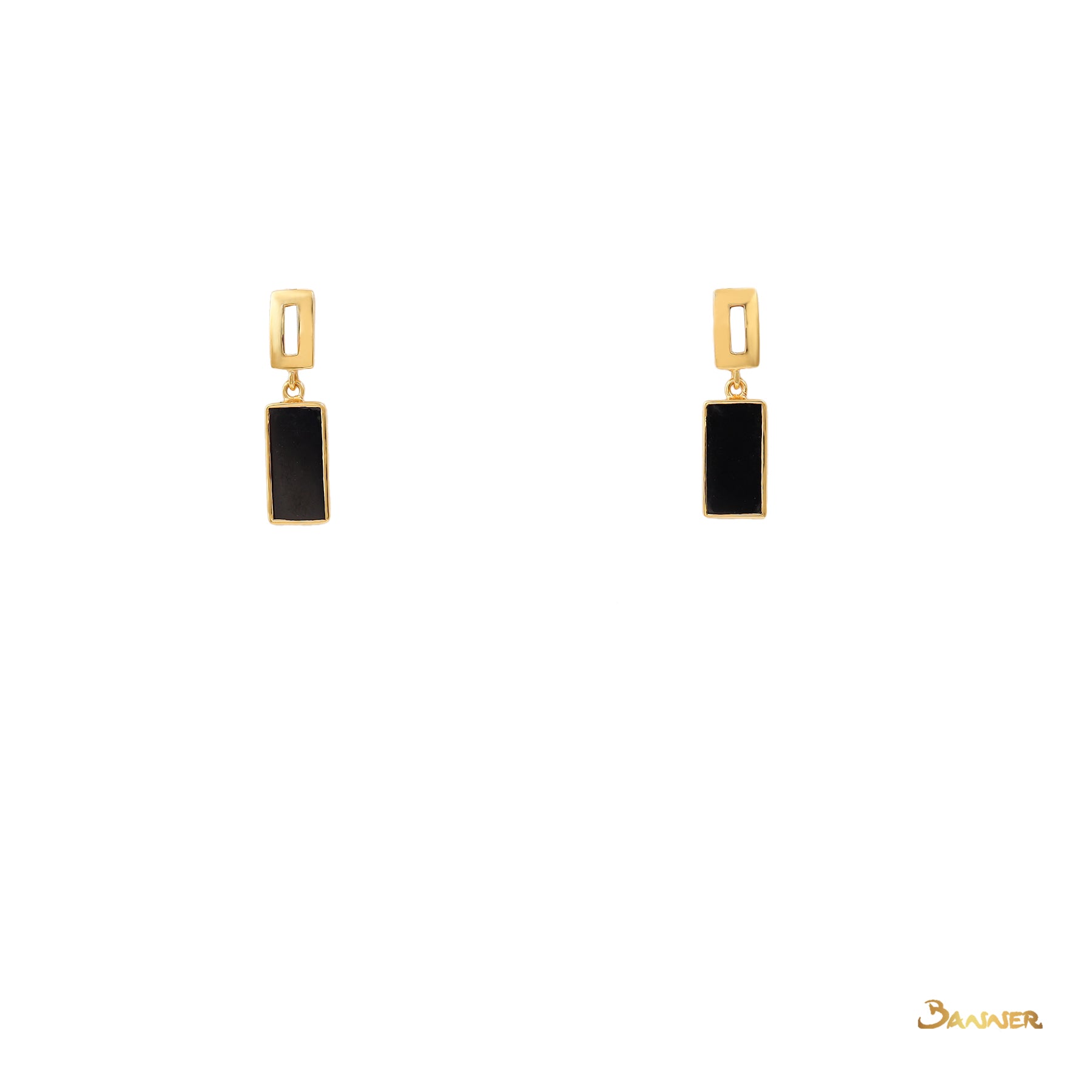 Black Jade Rectangle Shape Earrings