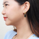 Black Jade Rectangle Shape Earrings