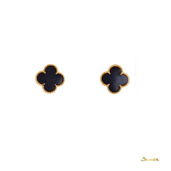 Black Jade Clover Earrings