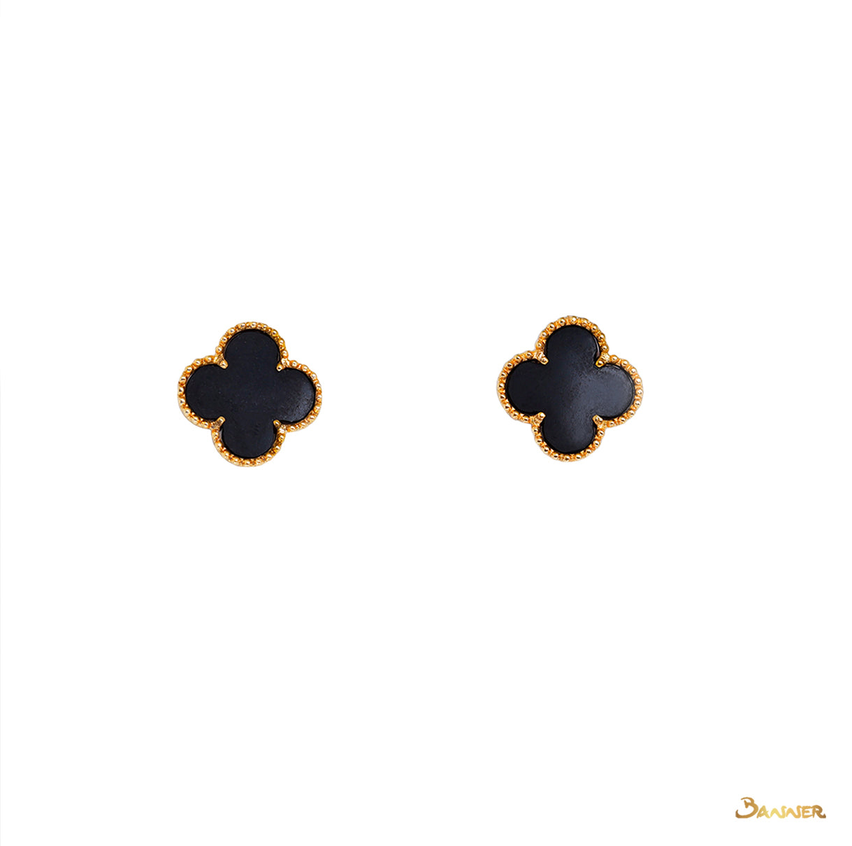 Black Jade Clover Earrings