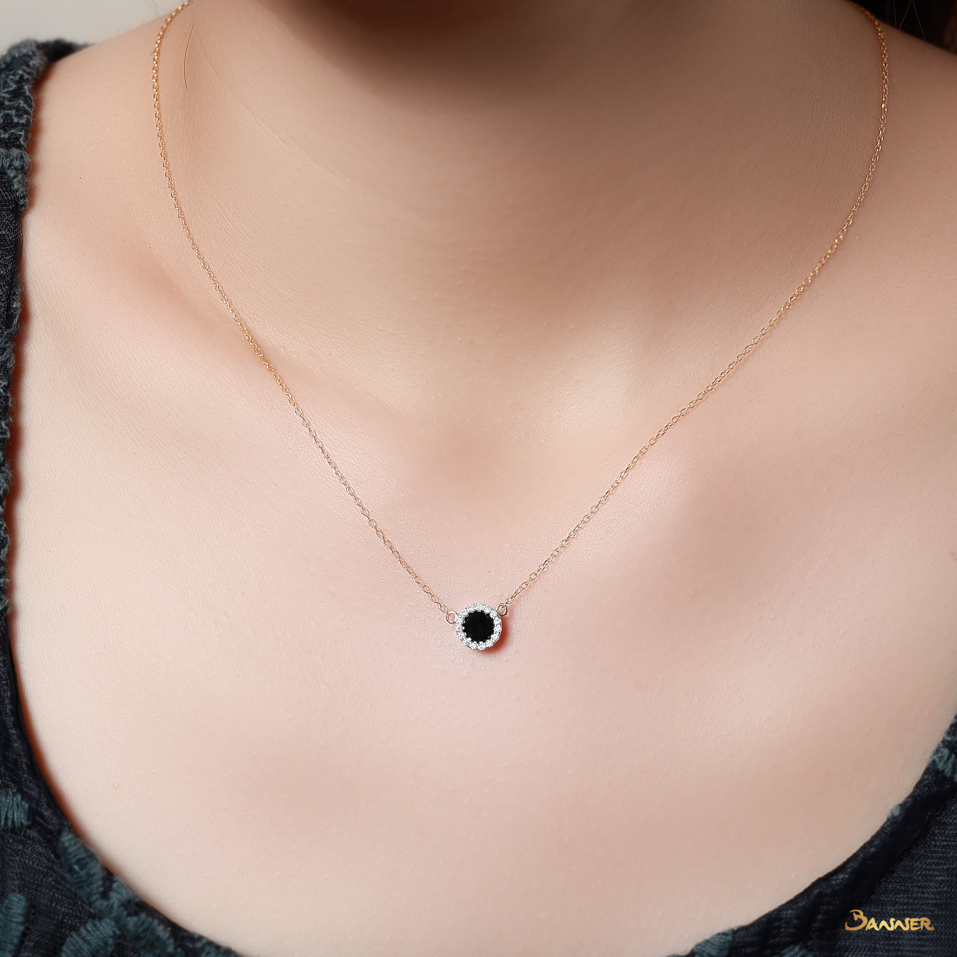 Black Jade and Diamond Eclipse Necklace