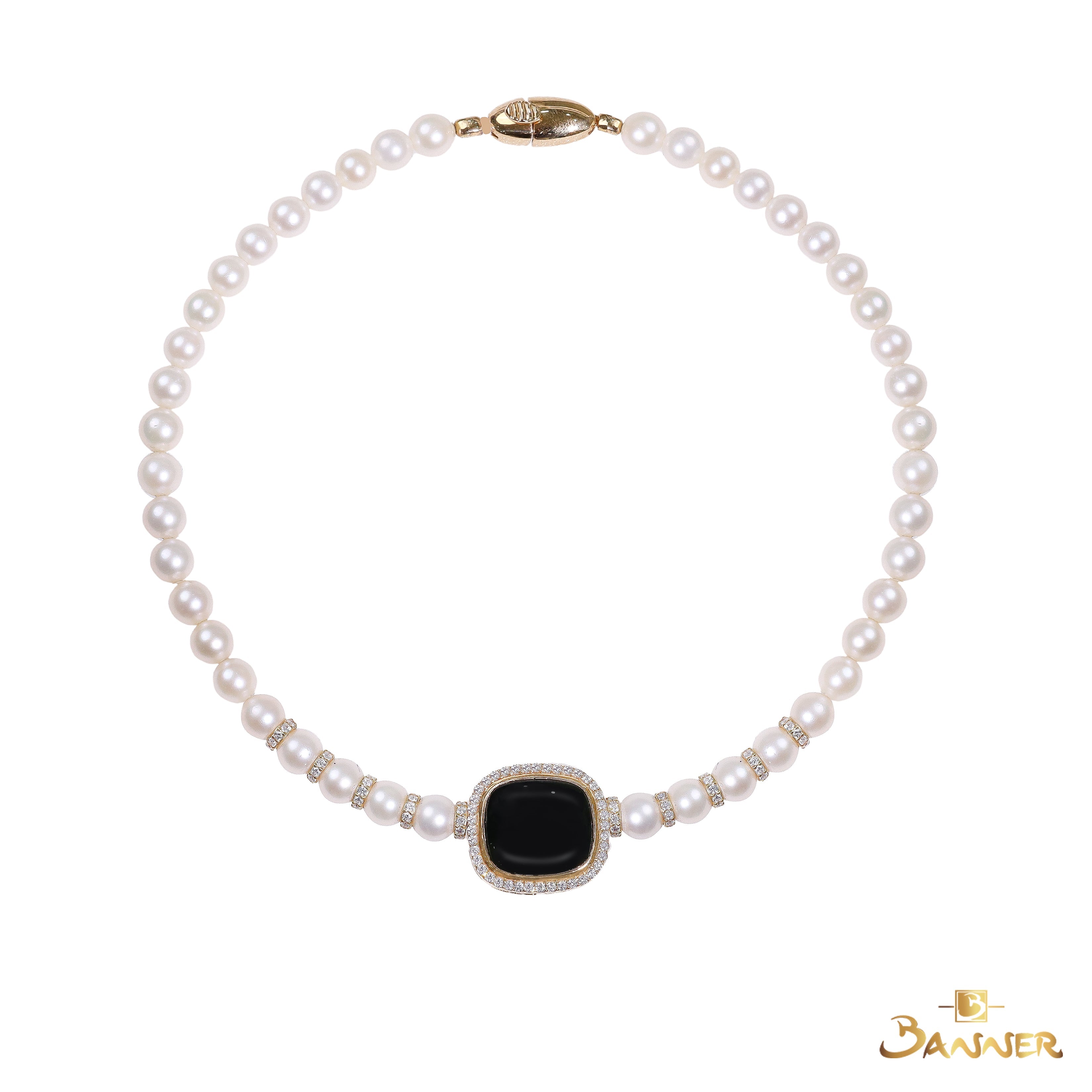Black Jade , Pearl and Diamond Choker