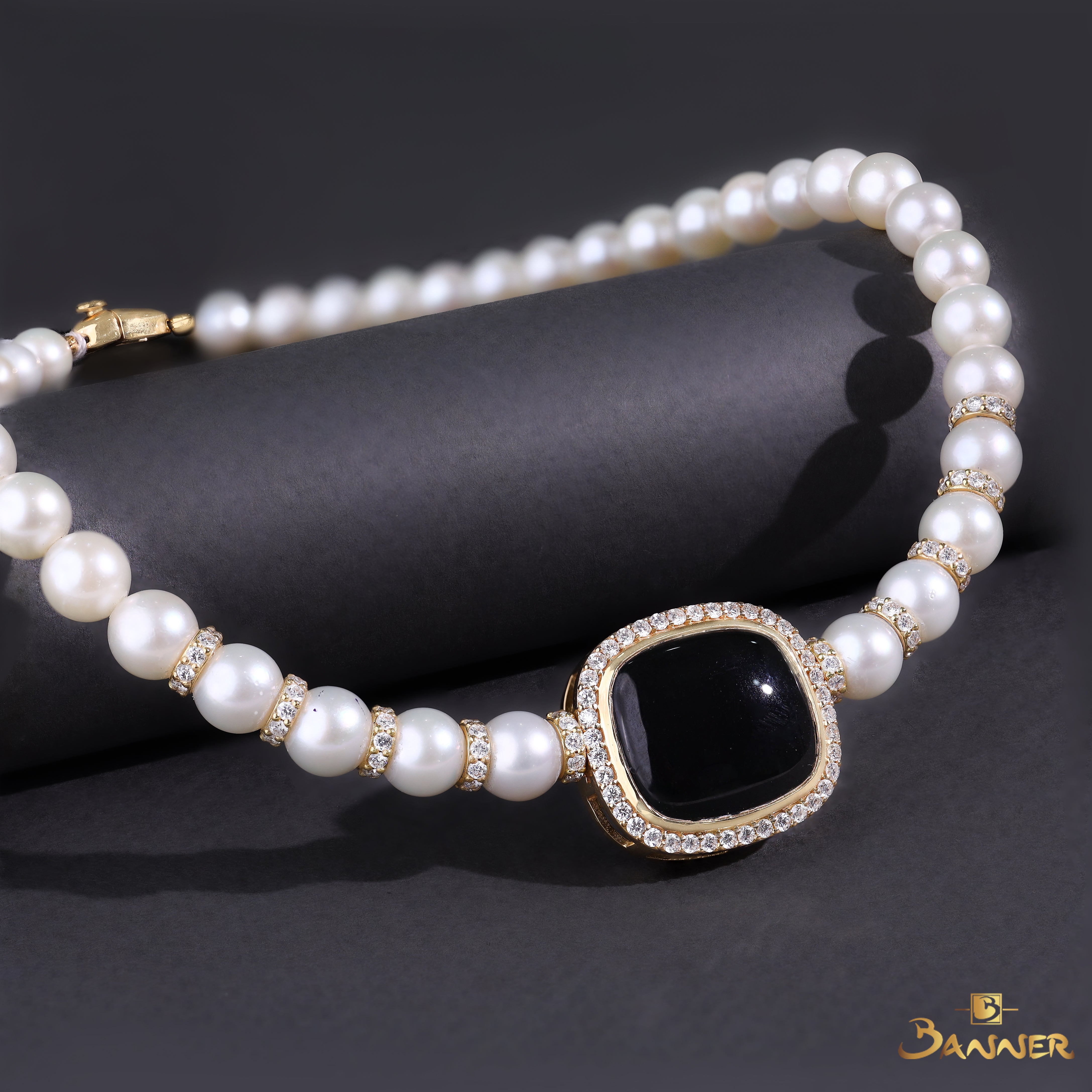 Black Jade , Pearl and Diamond Choker