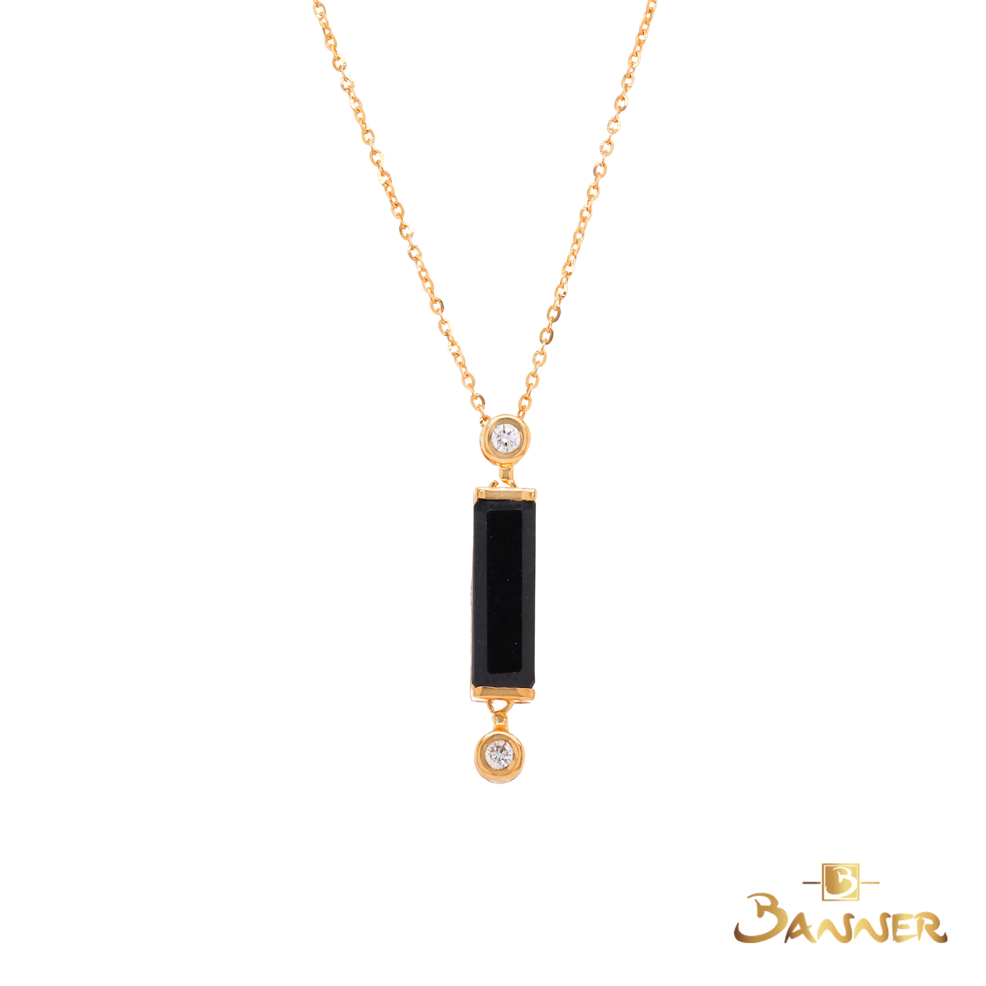 Black Jade and Diamond Celestial Bar Necklace