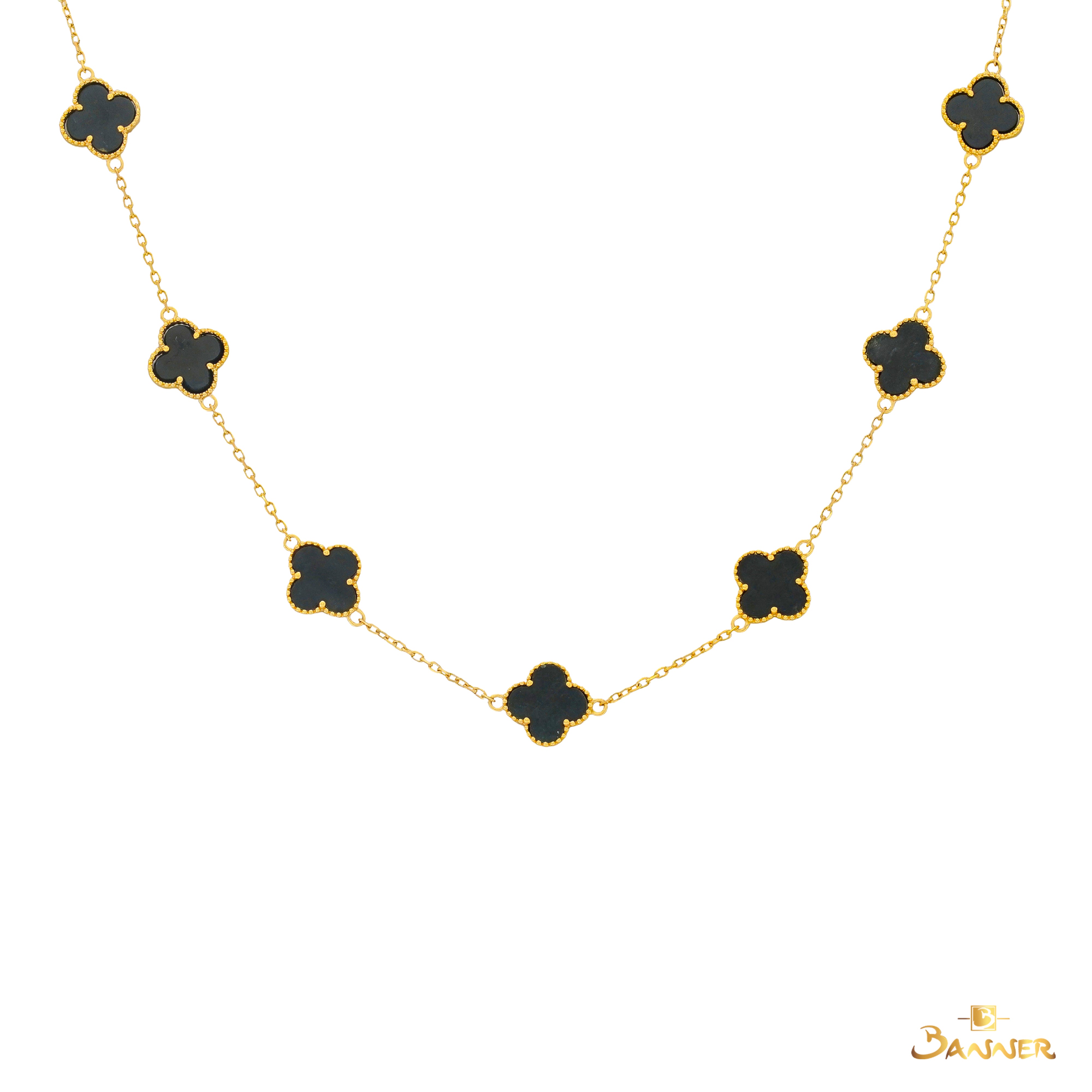 Black Jade Clover Necklace