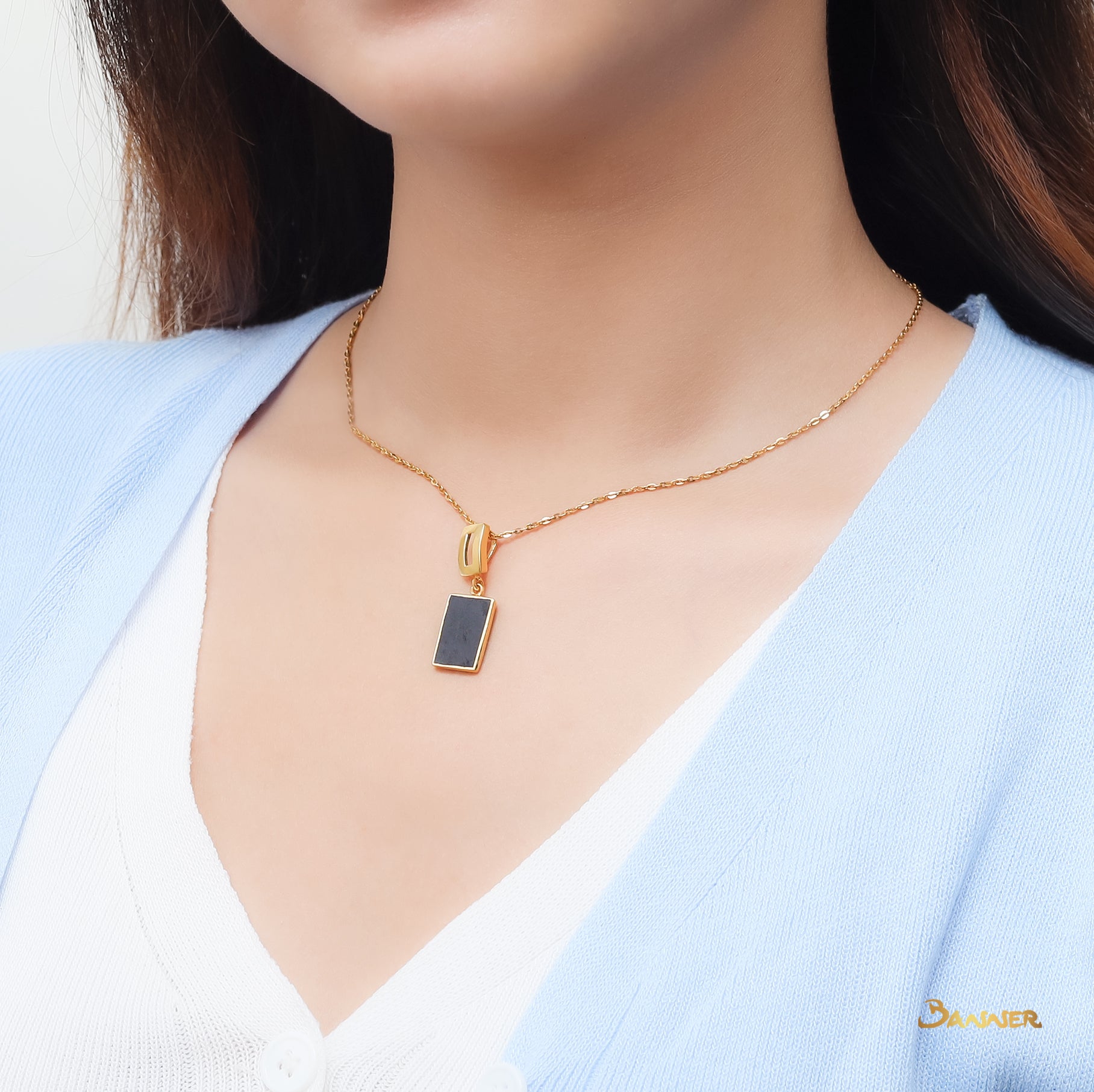 Black Jade Rectangle Shape Pendant