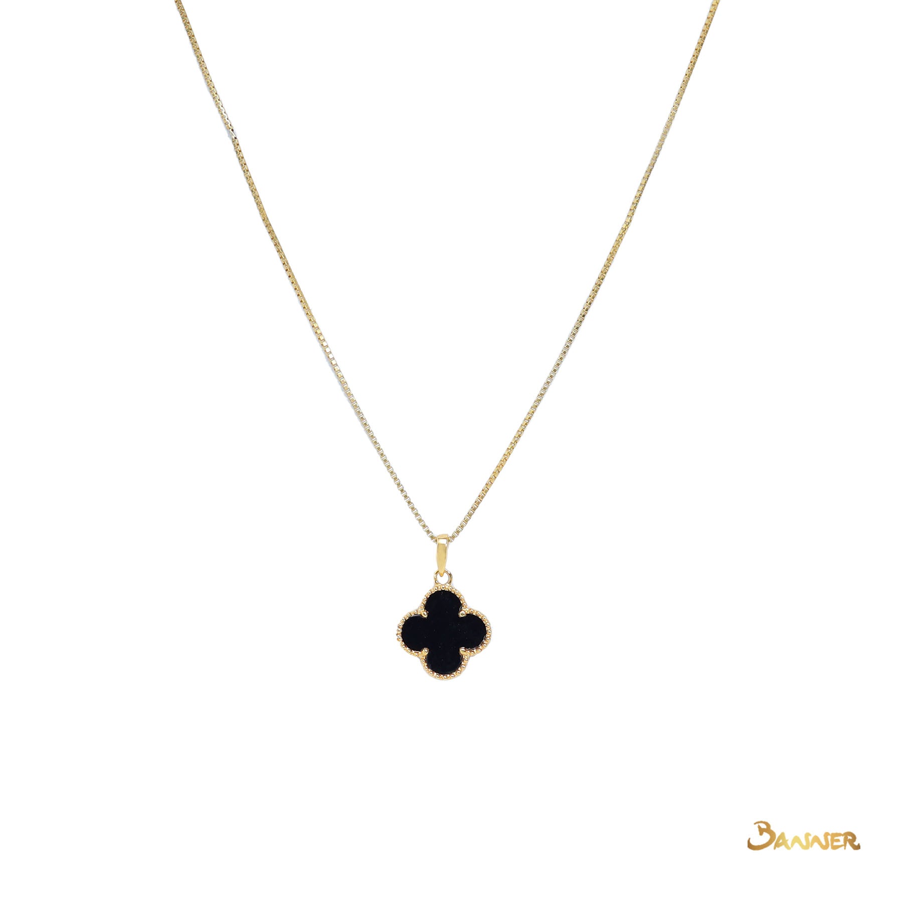 Black Jade Clover Pendant