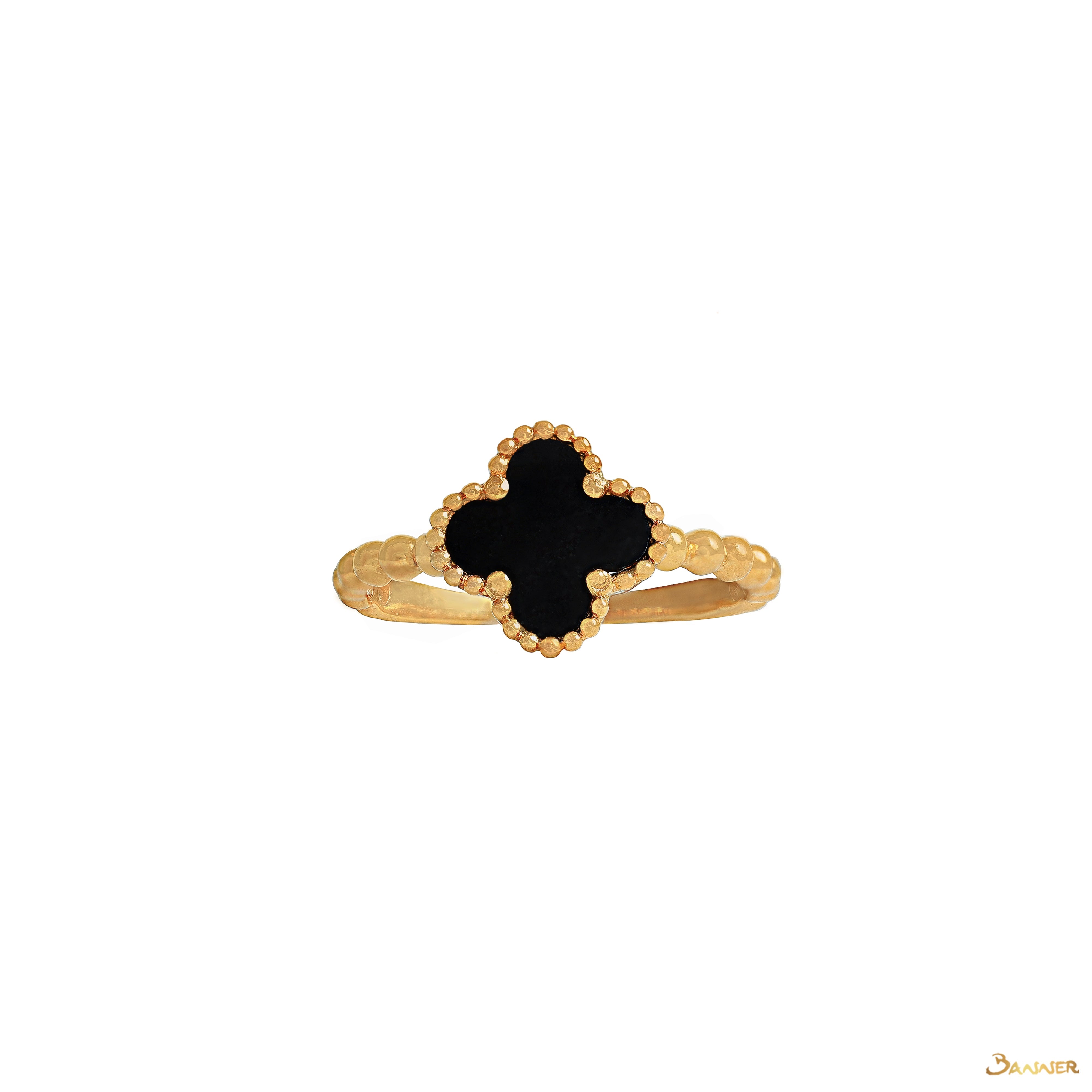 Black Jade Clover Ring