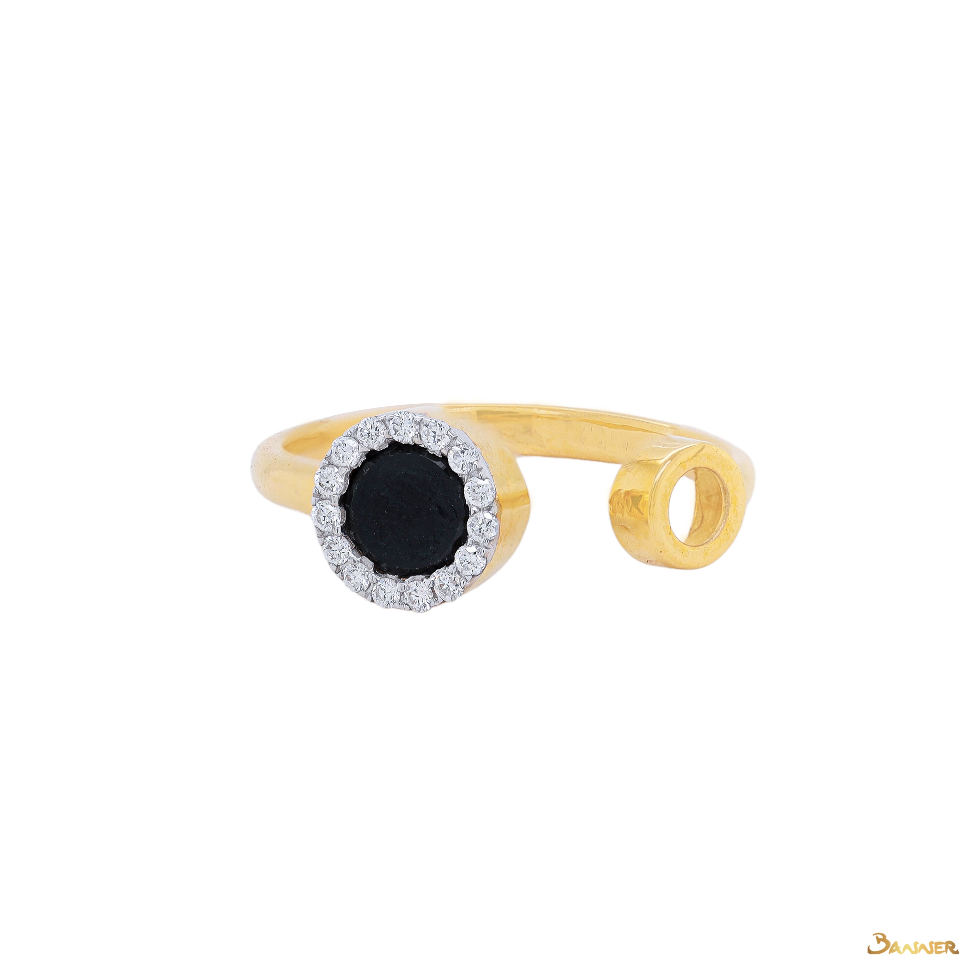 Black Jade and Diamond Eclipse Ring