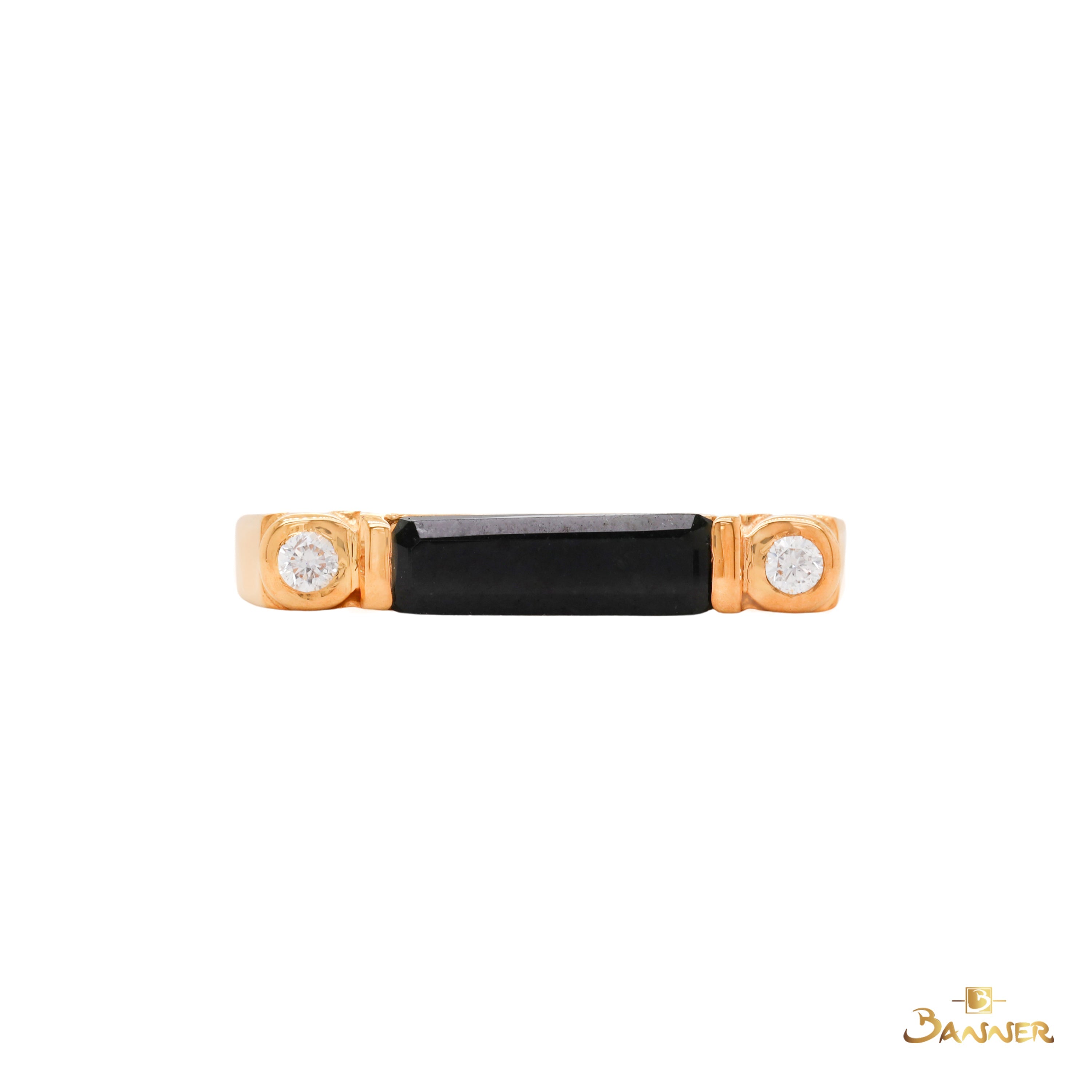 Black Jade and Diamond Celestial Bar Ring
