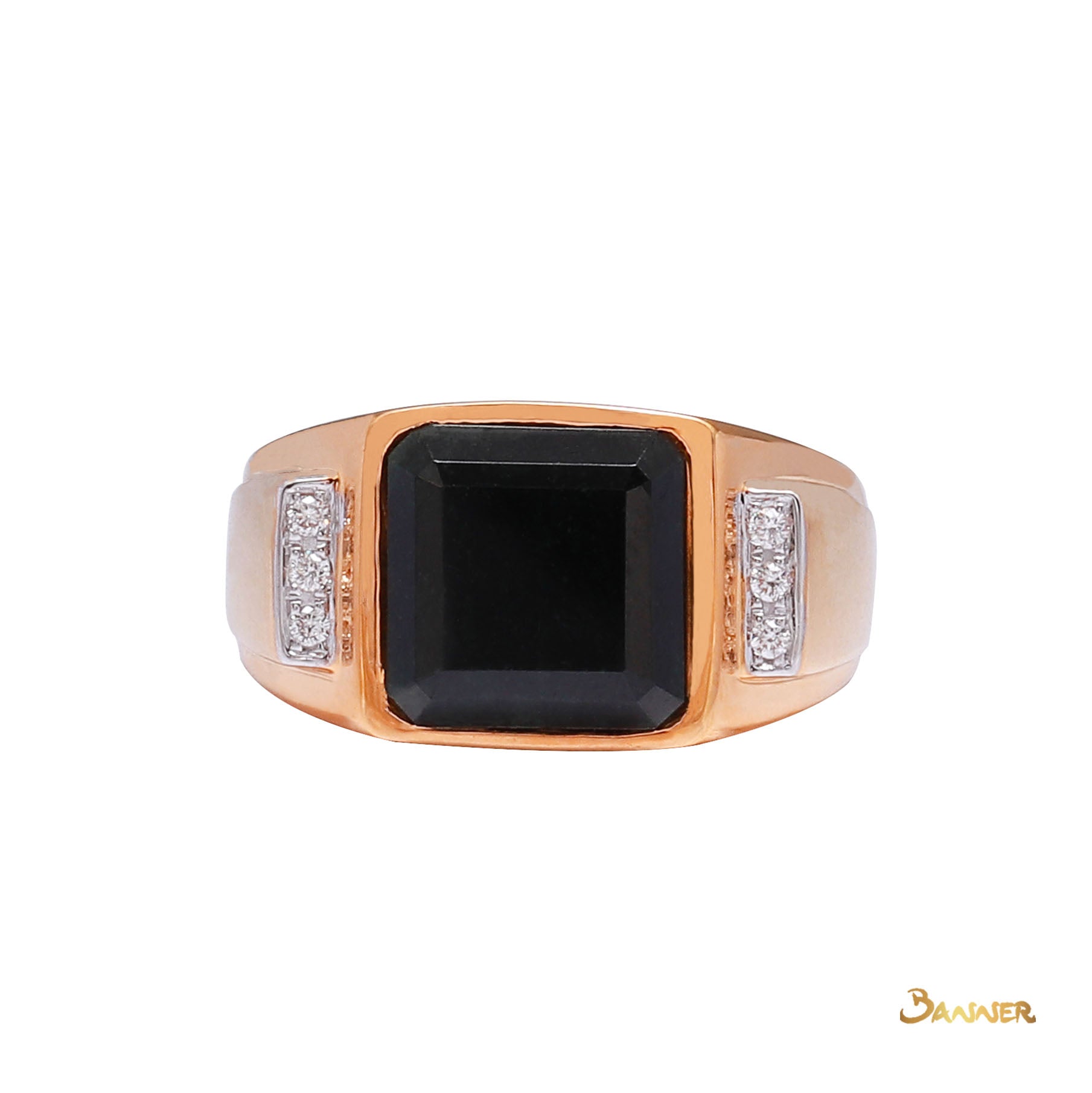 Black Jade and Diamond Men's Ring