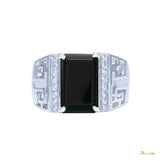 Black Jade and Diamond Male Ring