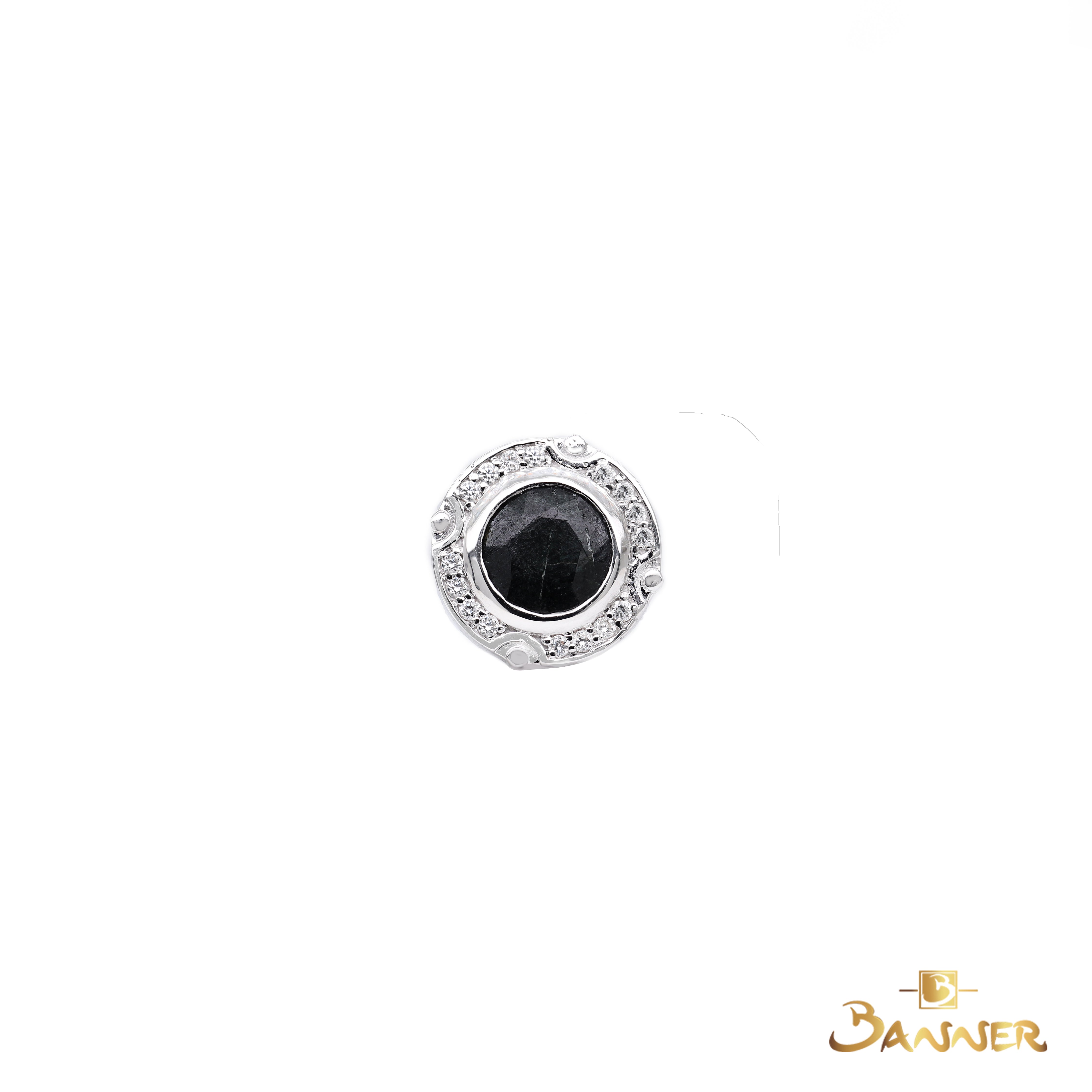 Black Jade and Diamond Shirt Button