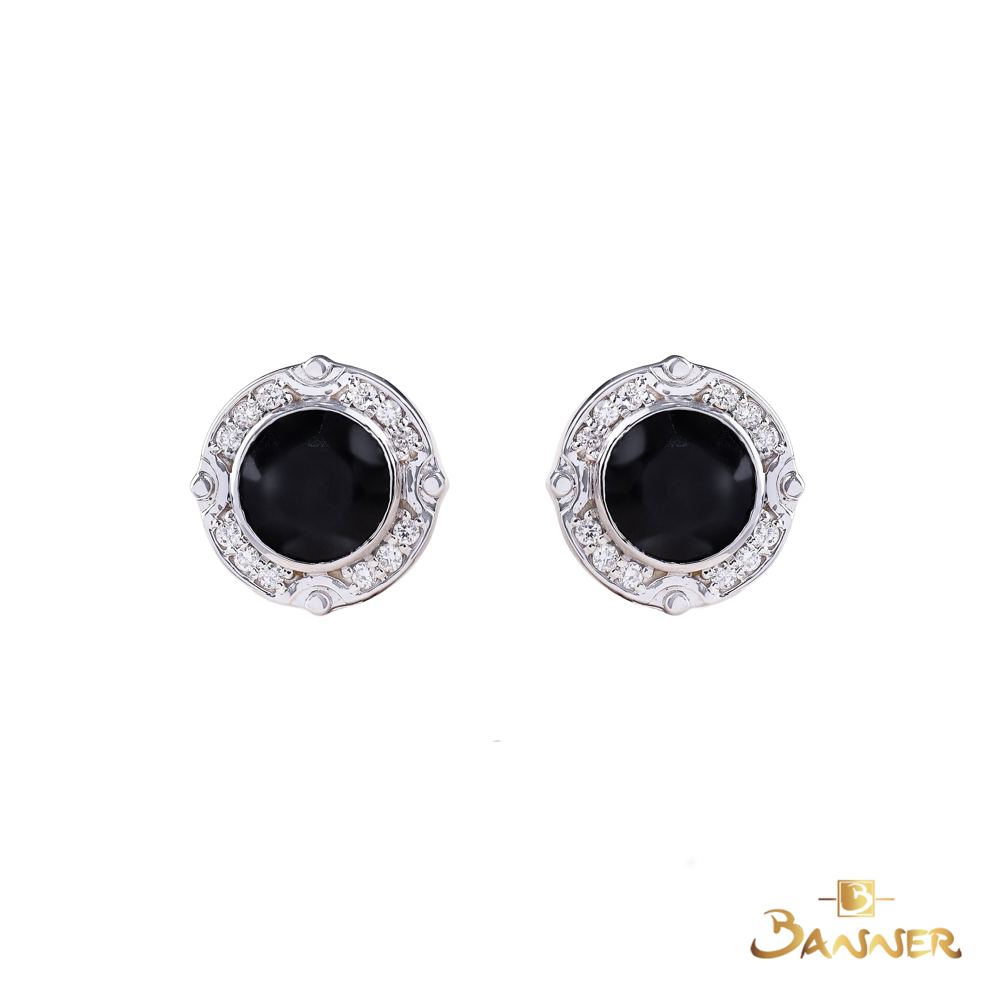 Black Jade and Diamond Shirt Cufflinks