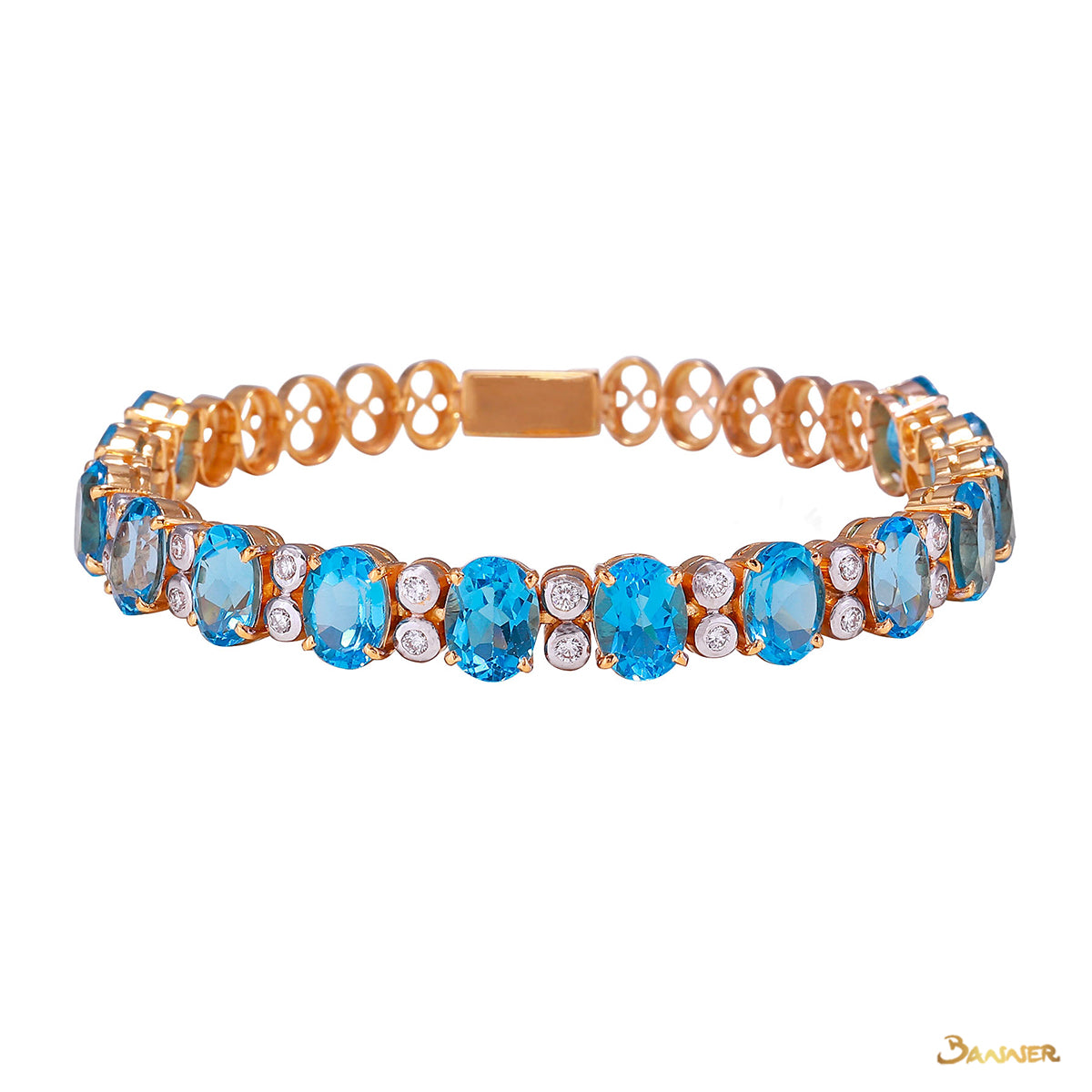 Blue Topaz and Diamond Station Bracelet