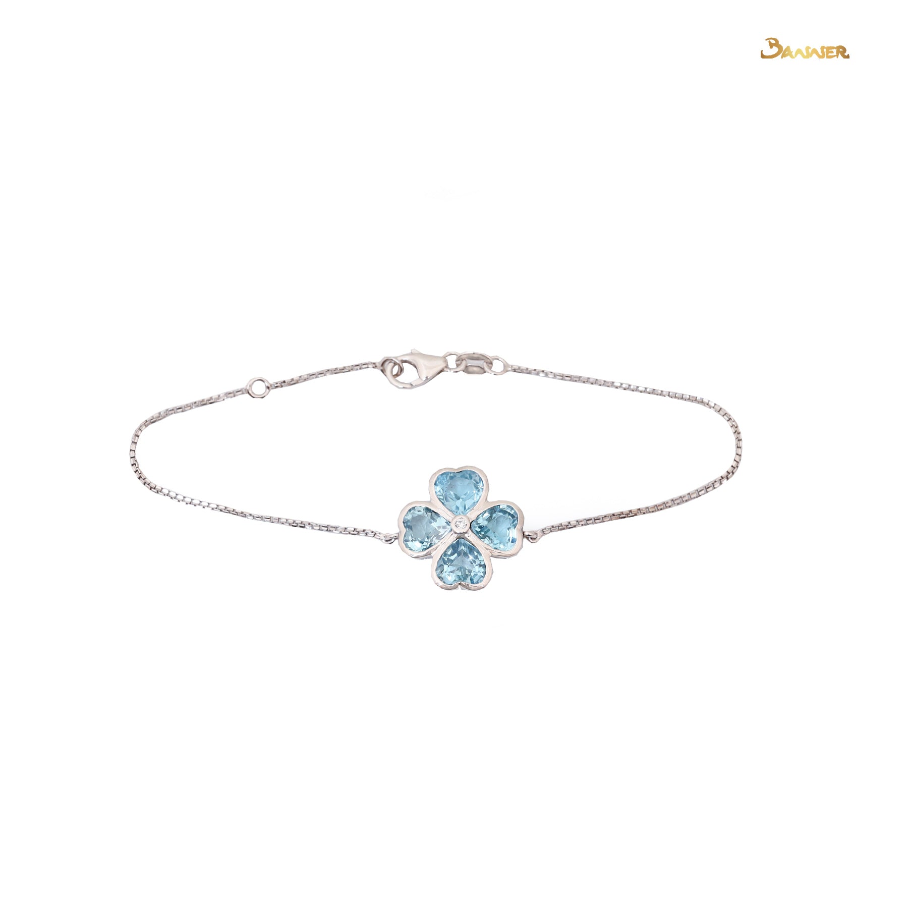 Blue Topaz and Diamond Clover Bracelet