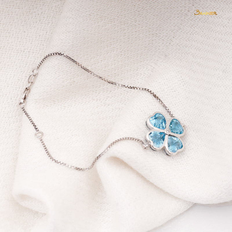 Blue Topaz and Diamond Clover Bracelet