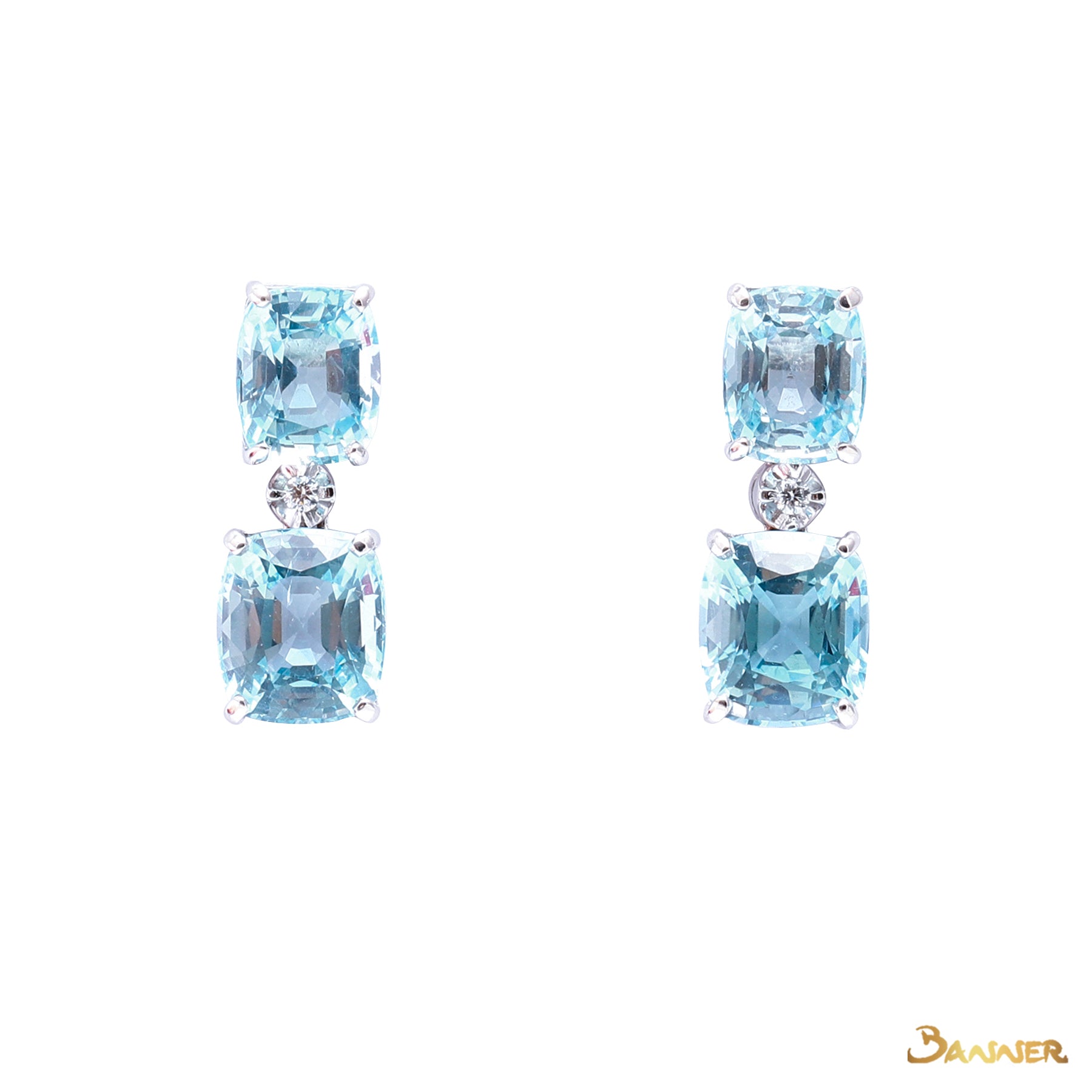 Blue Topaz and Diamond Two-step Earrings