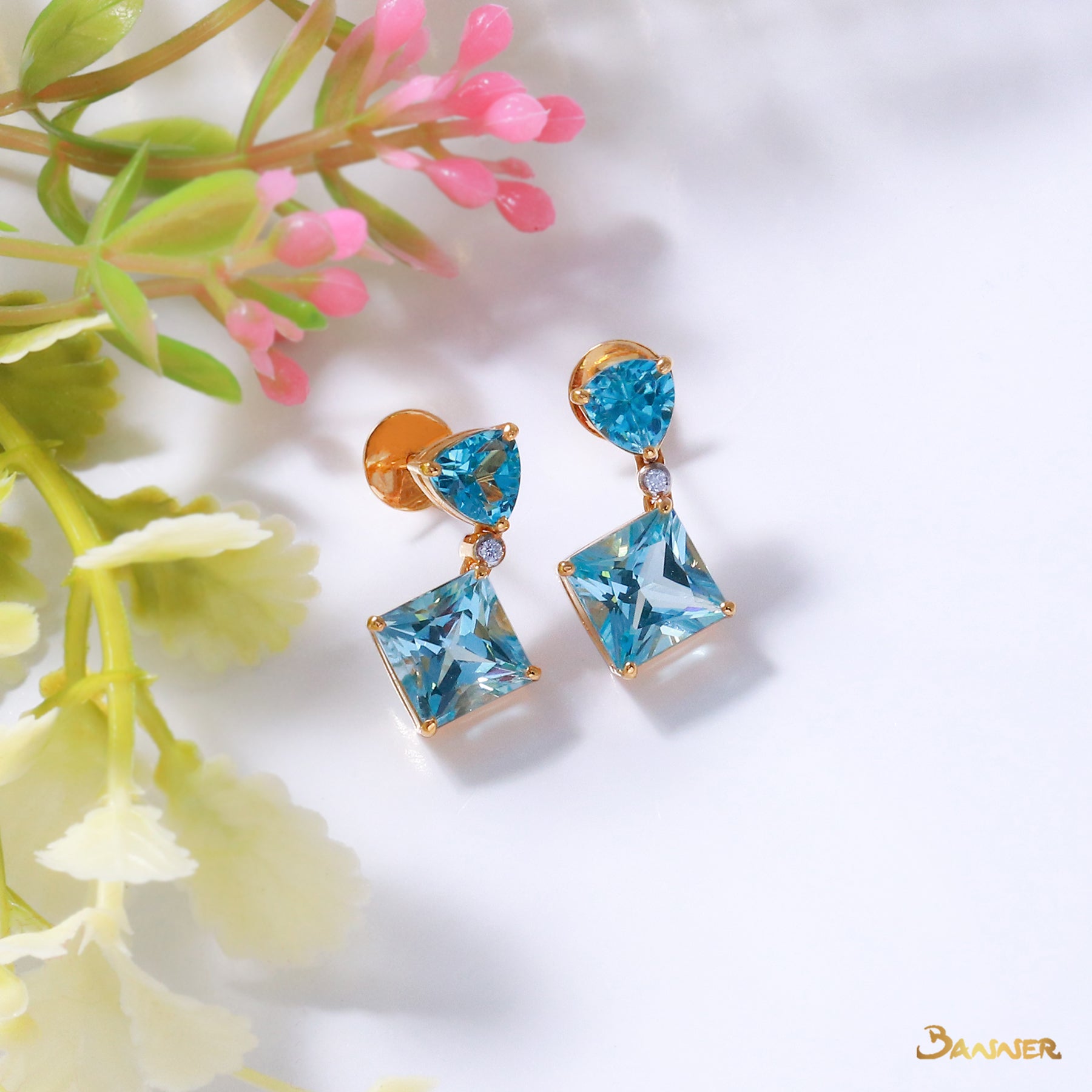 Blue Topaz and Diamond Earrings