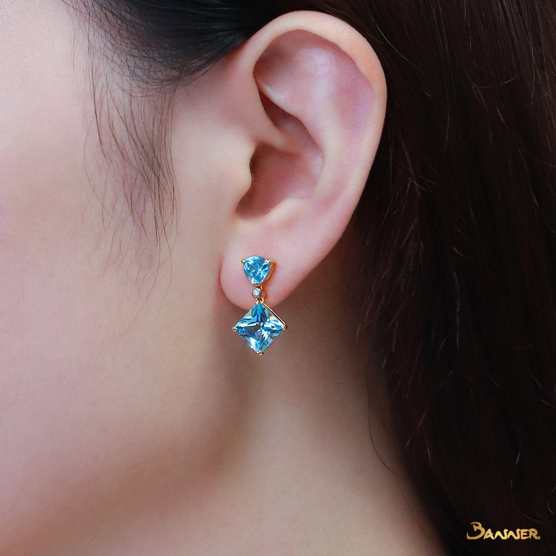 Blue Topaz and Diamond Earrings