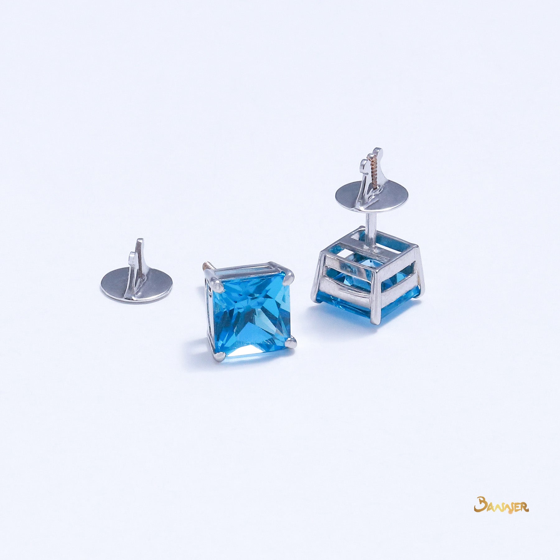 Blue Topaz Stud Earrings