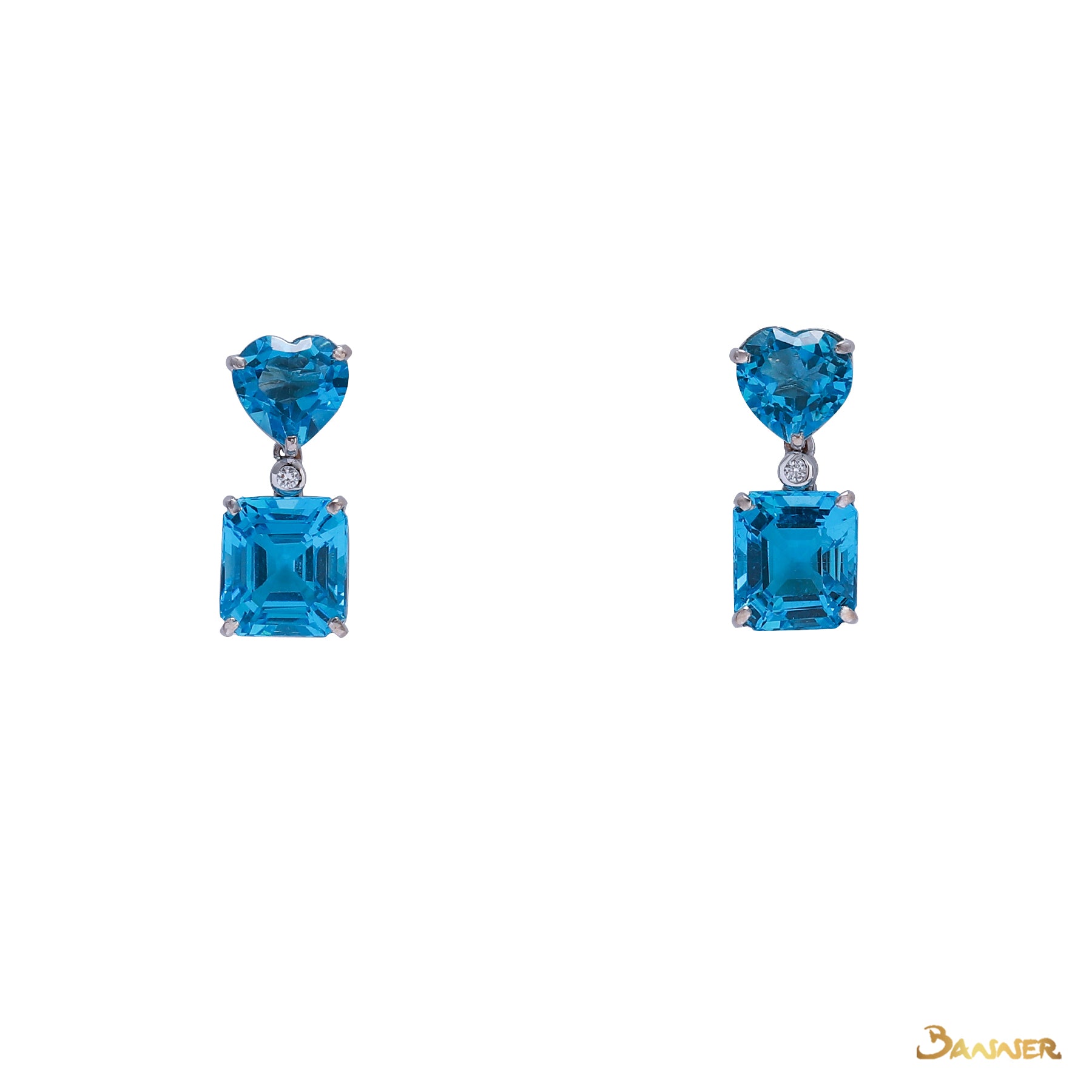 Blue Topaz and Diamond Dangle Earrings