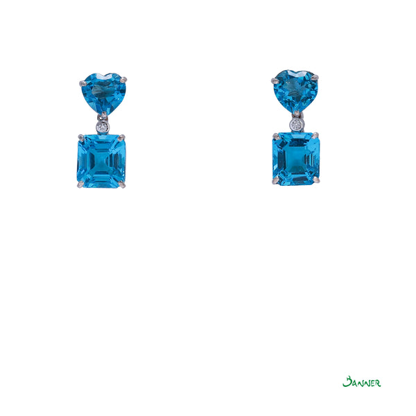 Blue Topaz and Diamond Dangle Earrings
