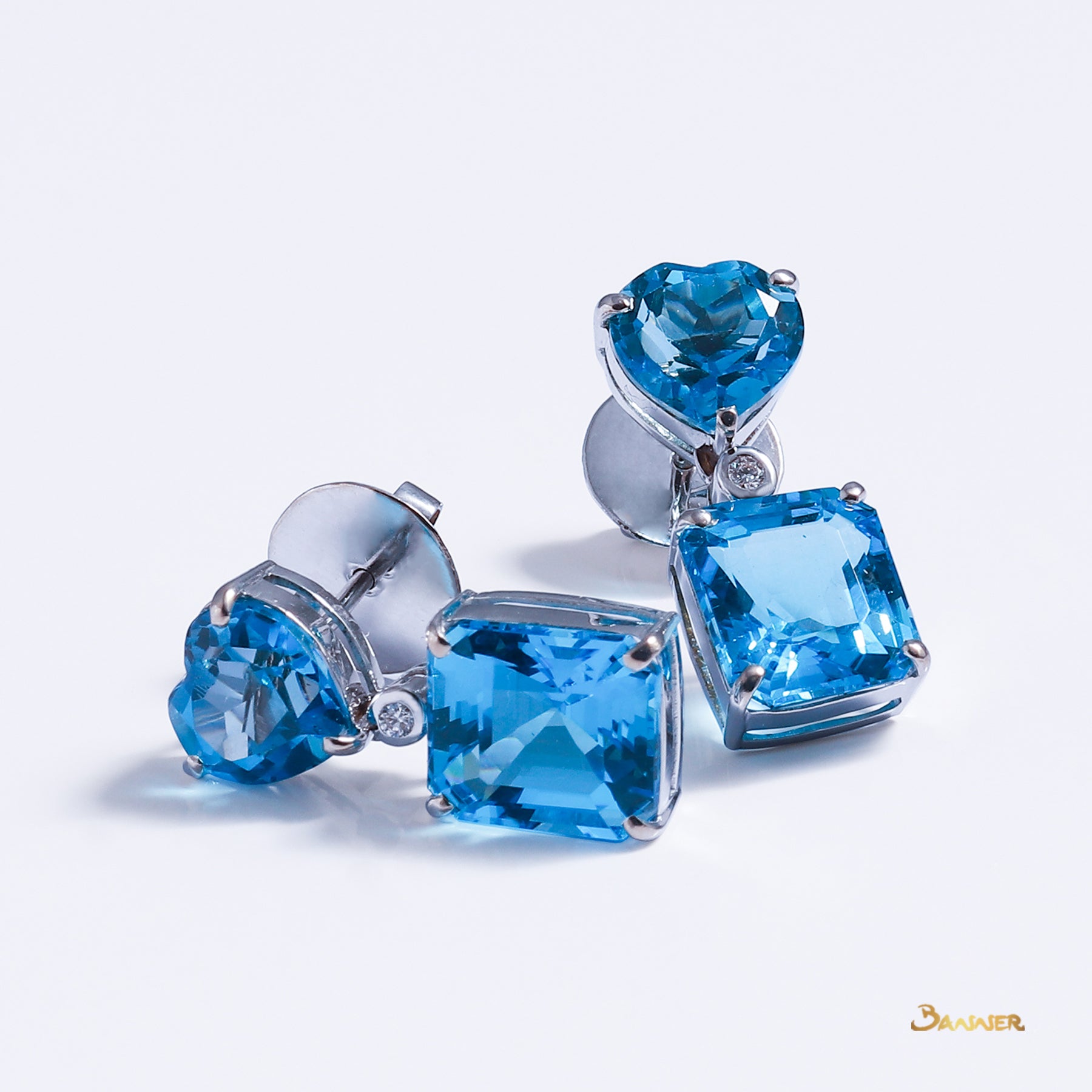 Blue Topaz and Diamond Dangle Earrings