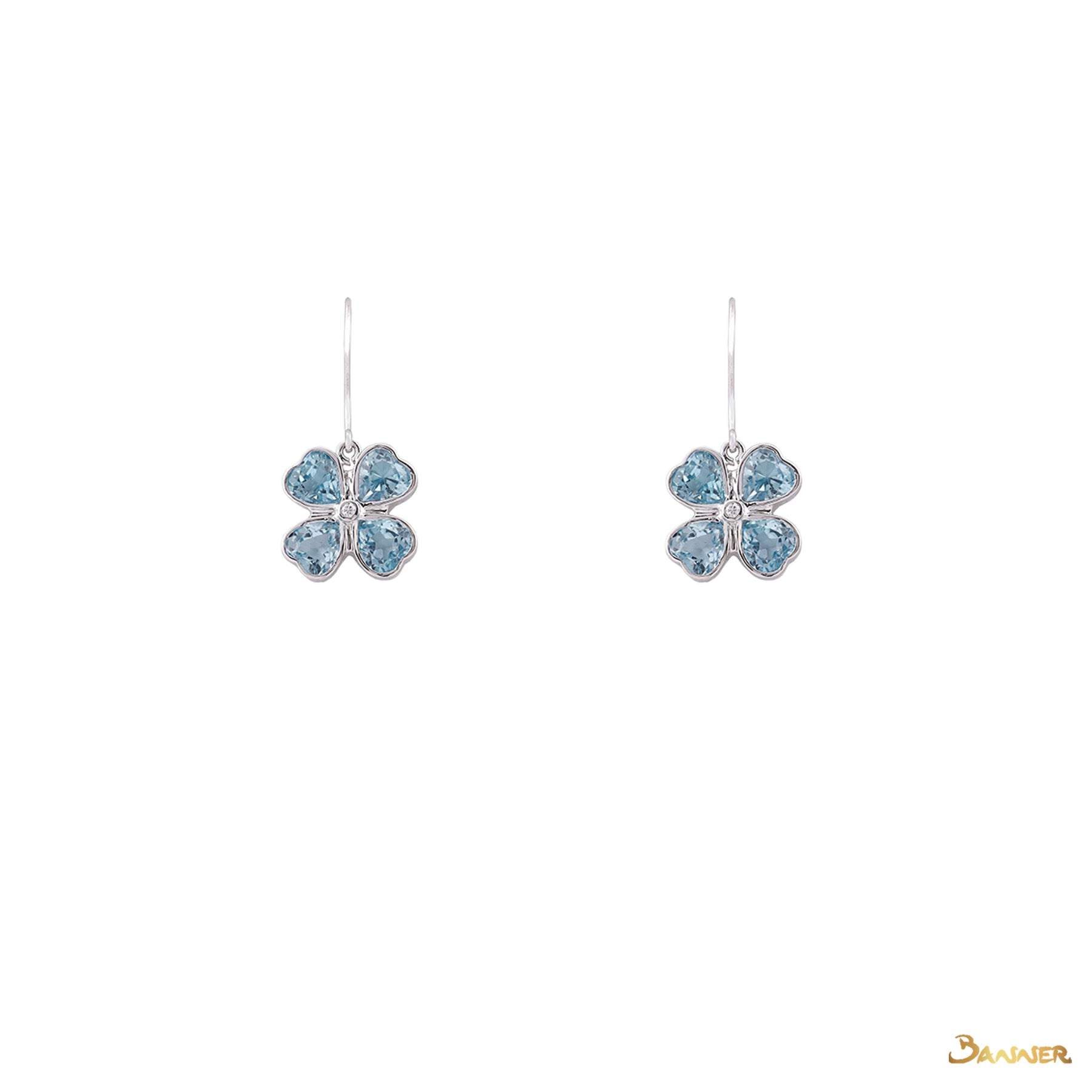 Blue Topaz and Diamond Clover Earrings