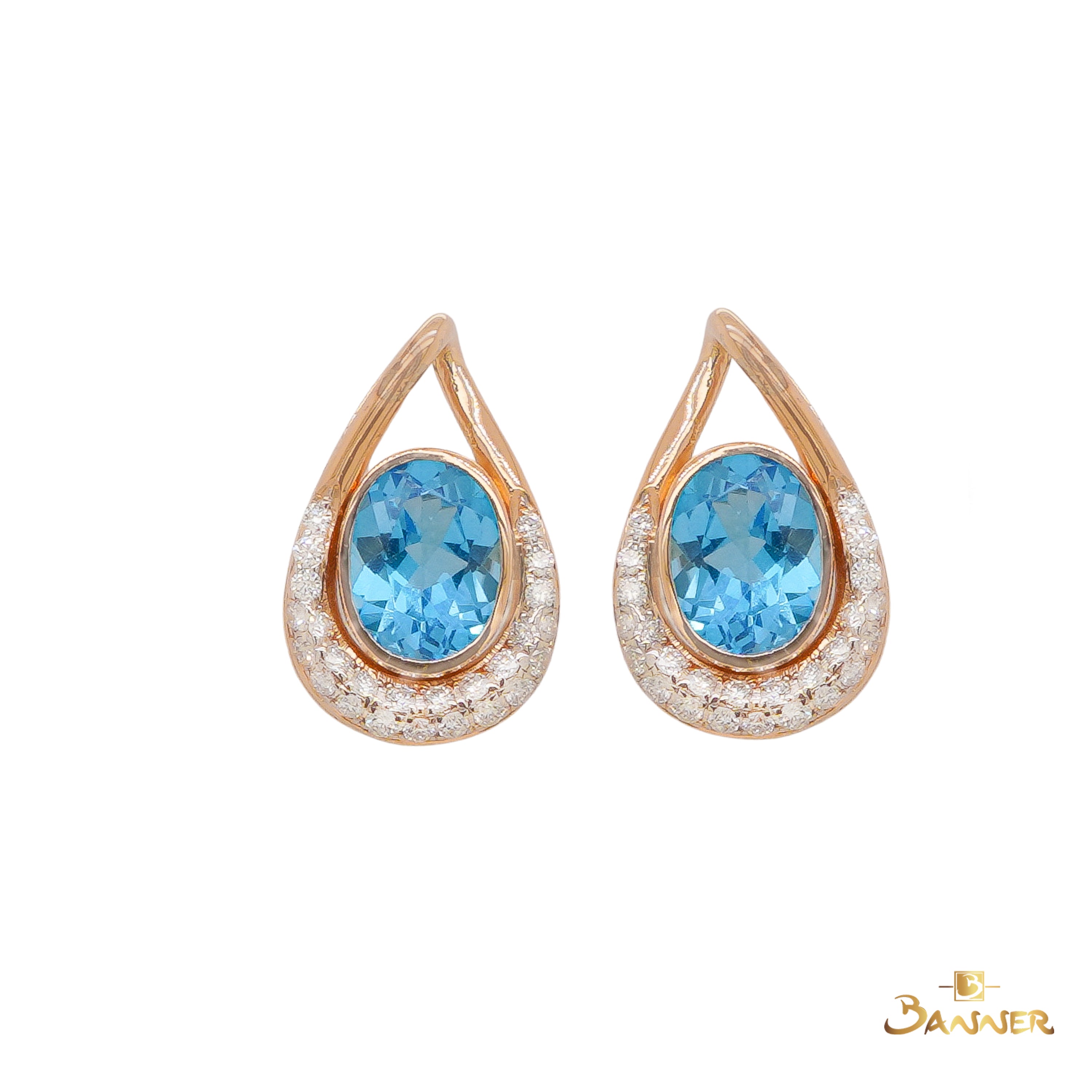 Blue Topaz and Diamond Droplet Earrings