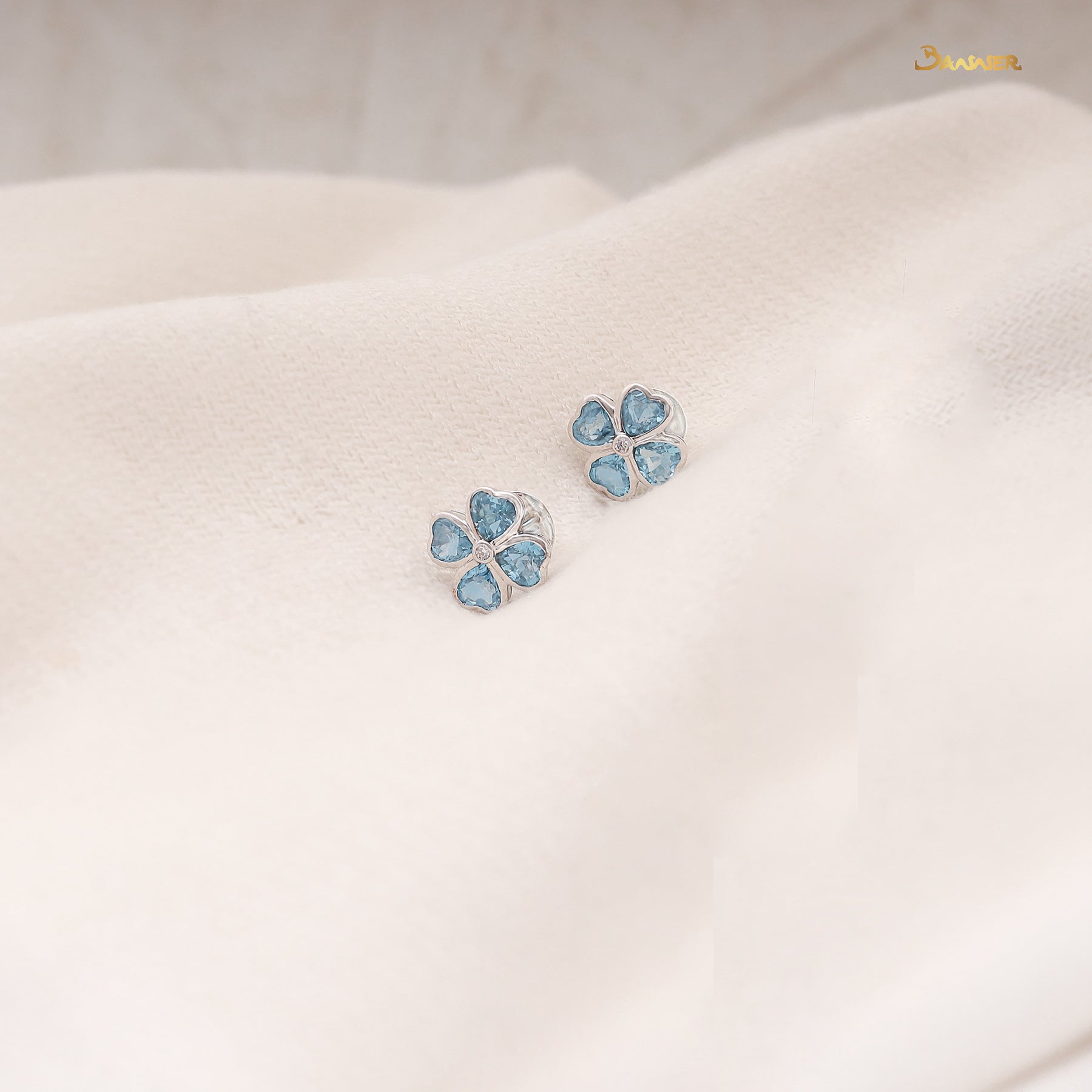 Blue Topaz and Diamond Clover Earrings