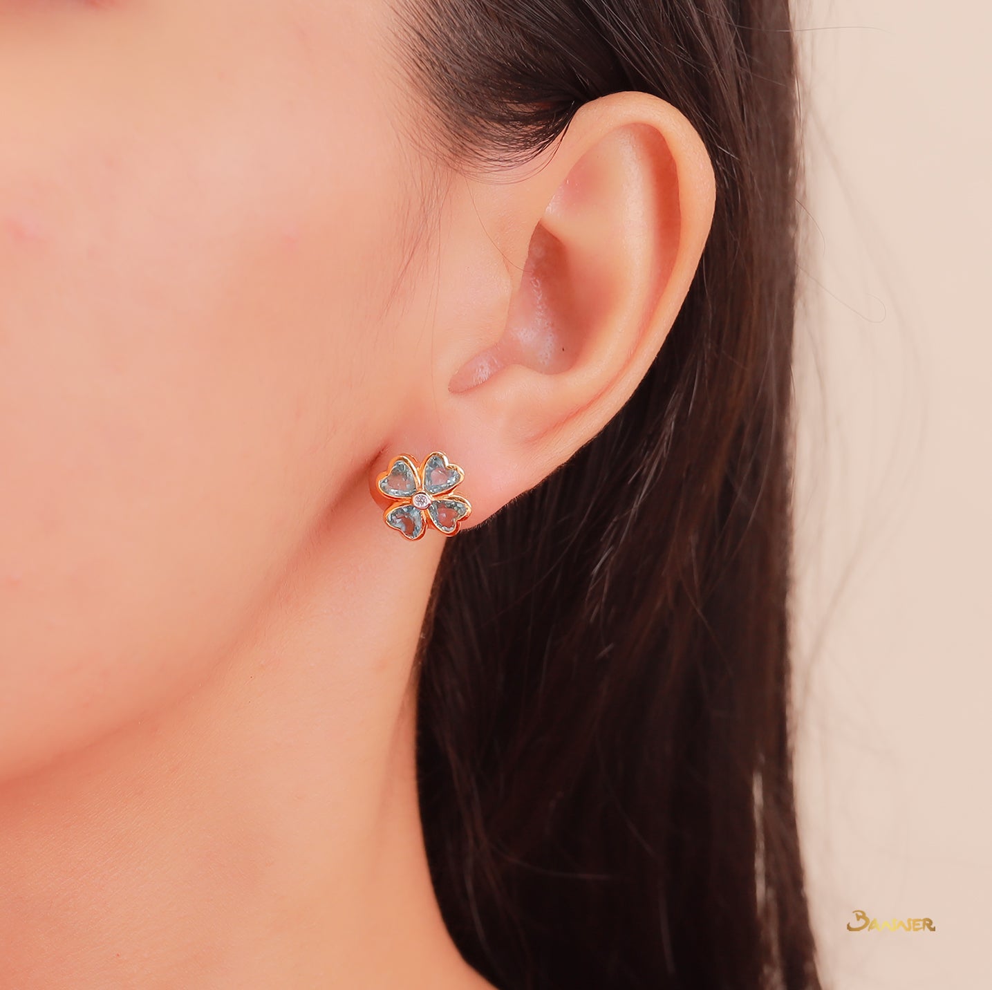 Blue Topaz and Diamond Clover Earrings