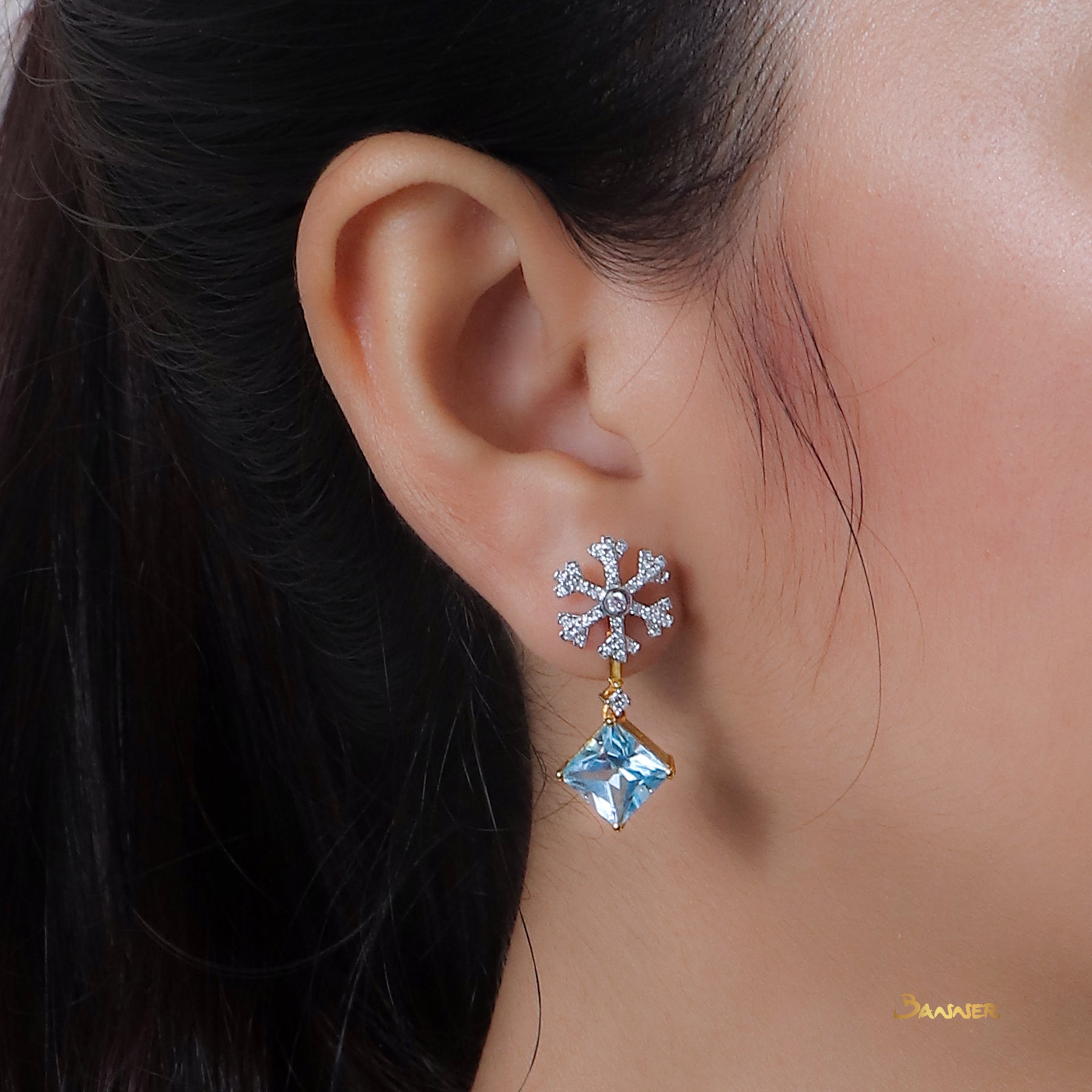 Blue Topaz and Diamond Snowflake Set