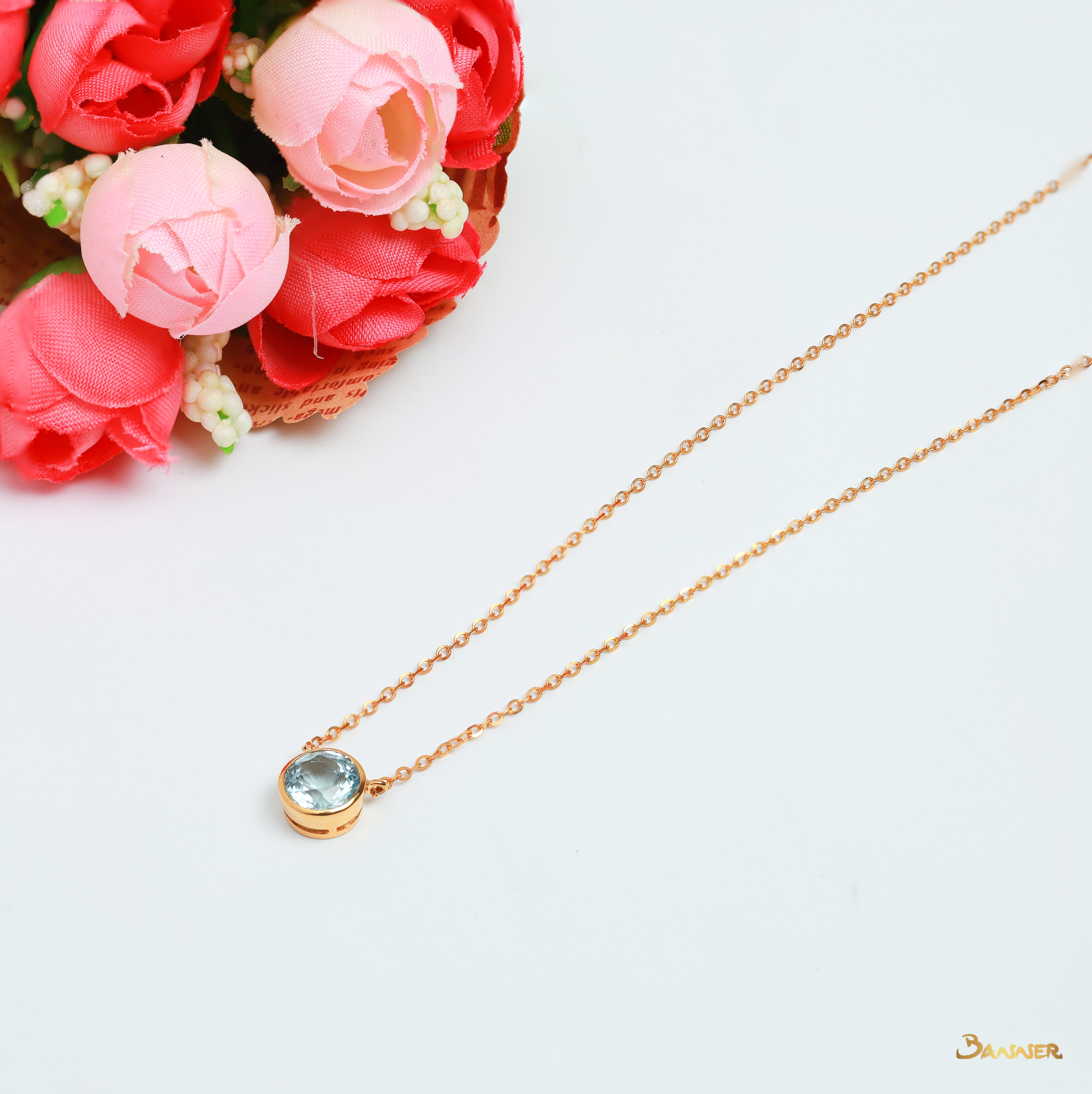 Blue Topaz Solitaire Necklace