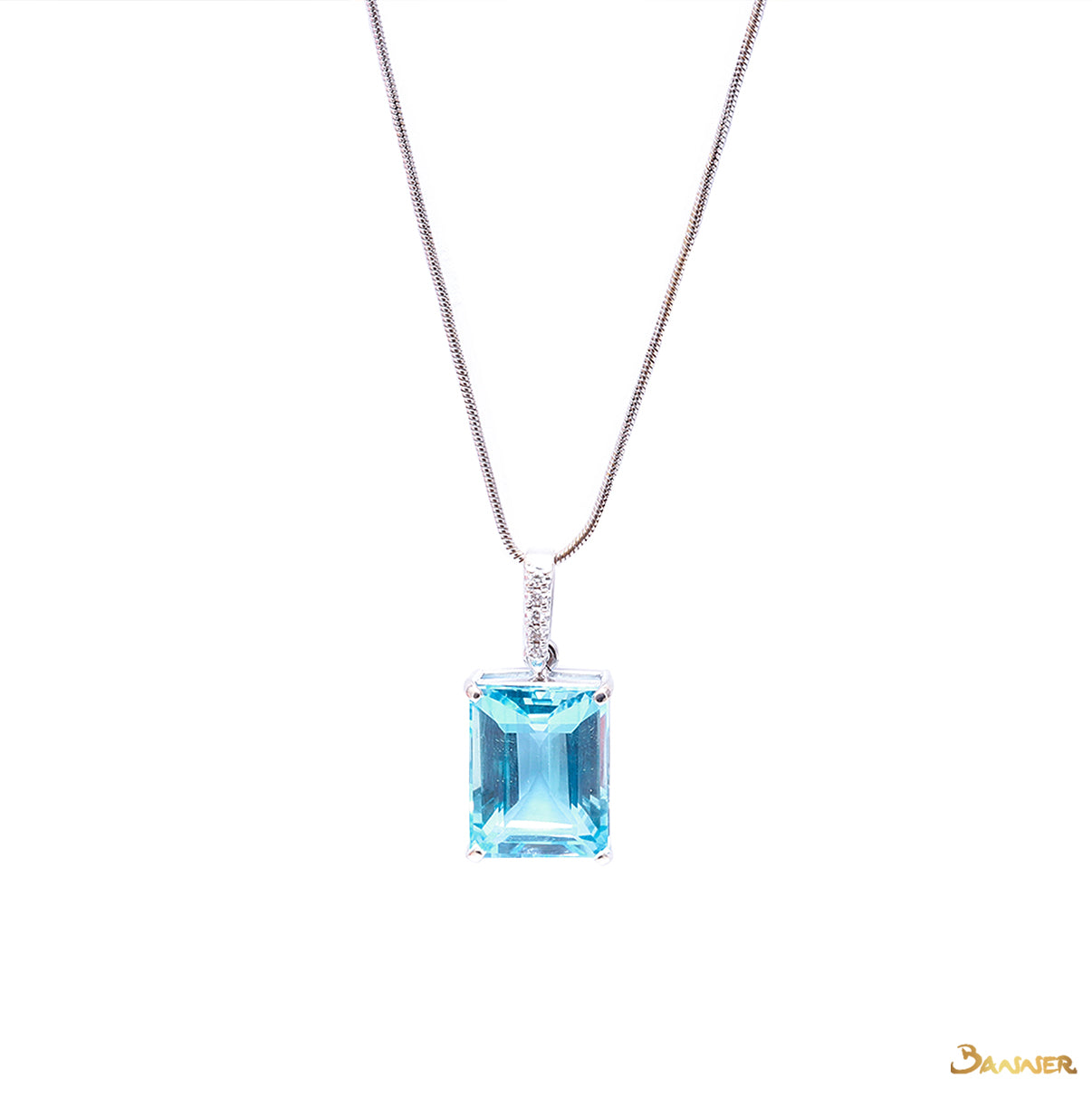 Blue Topaz and Diamond Pendant