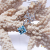 Blue Topaz and Diamond Snowflake Necklace