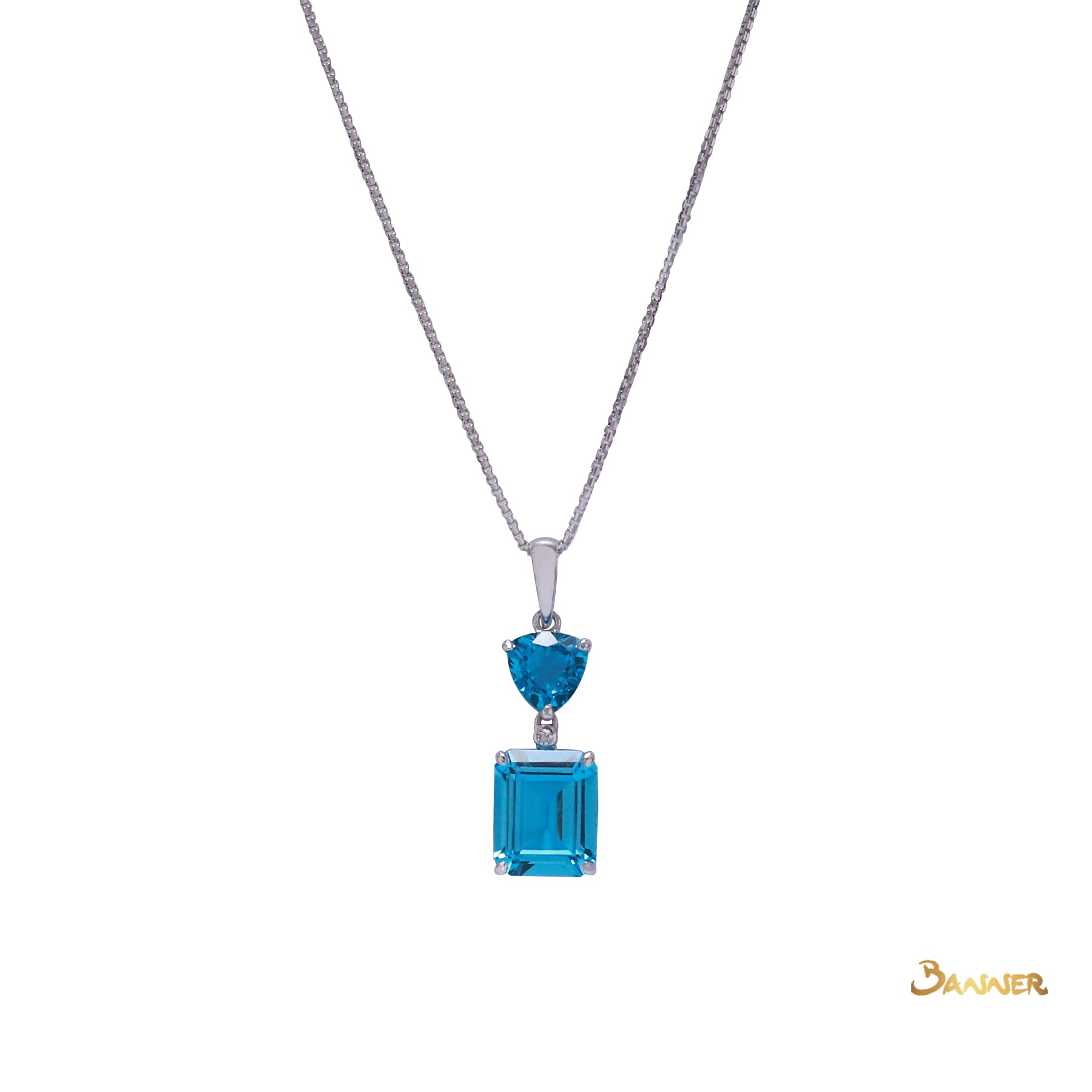 Blue Topaz and Diamond 2-step Pendant