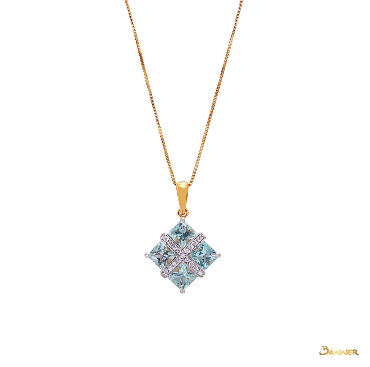 Blue Topaz and Diamond Pendant