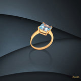 Rectangle-cut Blue Topaz Solitaire Ring