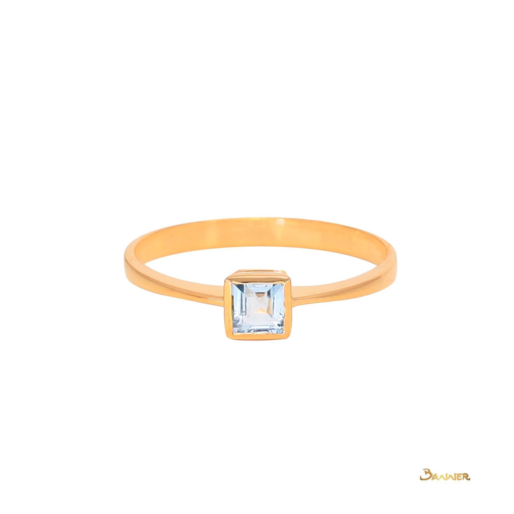 Emerald-cut Blue Topaz Solitaire Ring