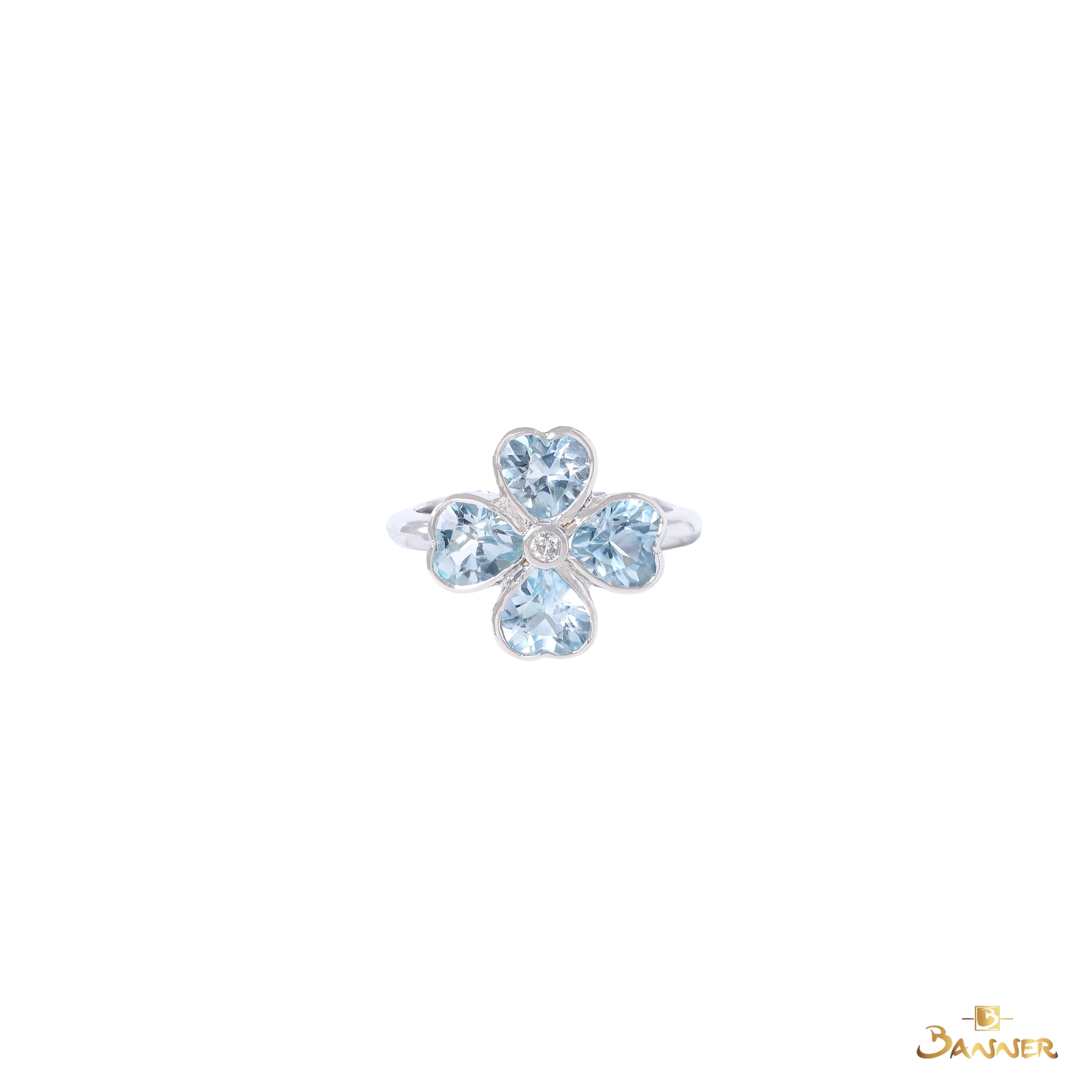 Blue Topaz and Diamond Clover Ring