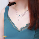 Emerald-cut Blue Topaz, Ruby and Sapphire Necklace