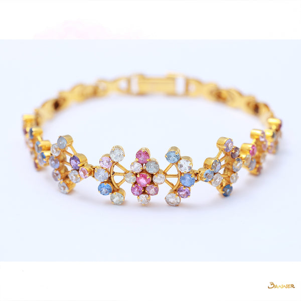 Multi Color Sapphire Flower Bracelet