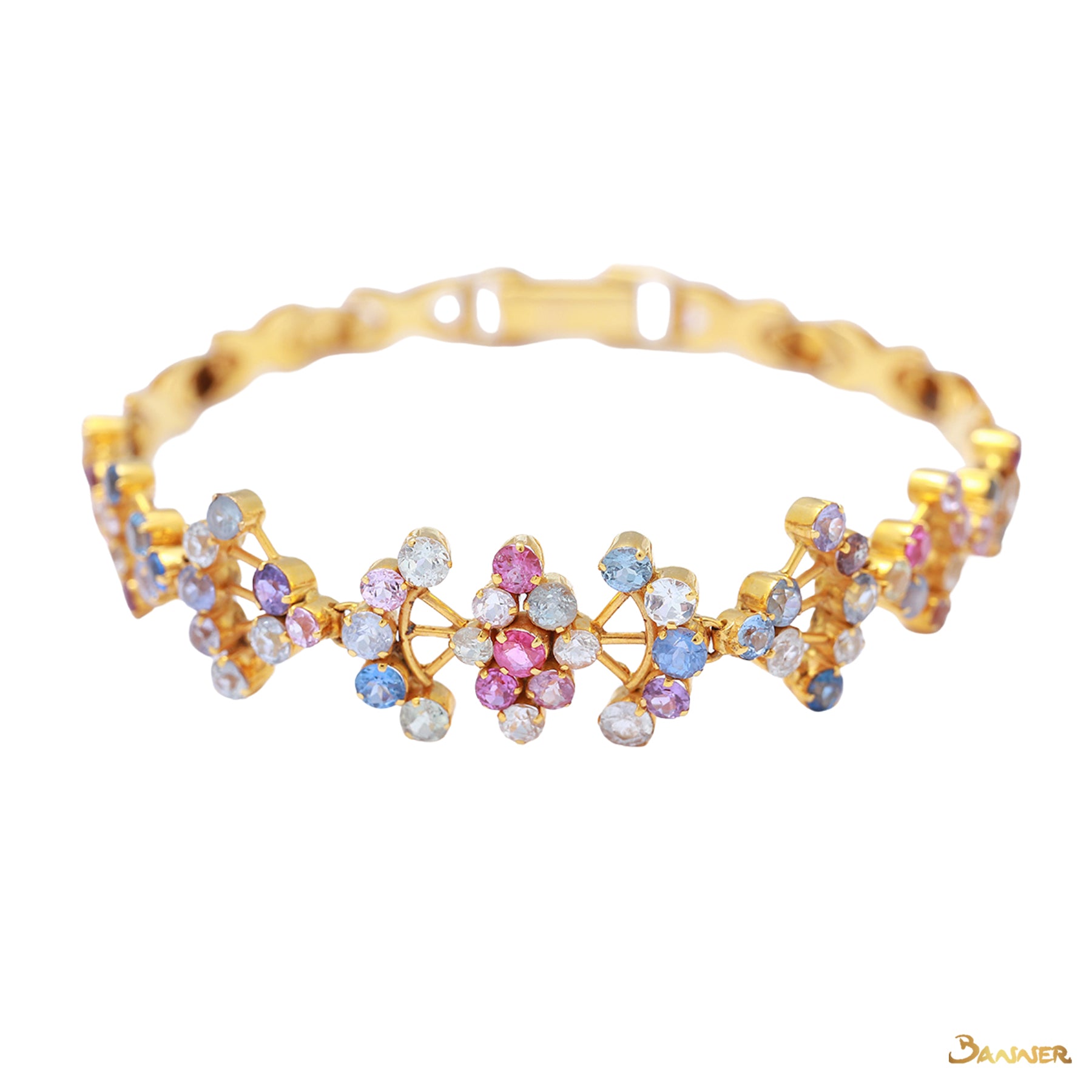 Multi Color Sapphire Flower Bracelet